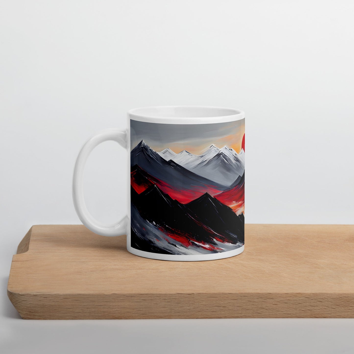 Red Sun Over Mountains White Glossy Mug - Mugs - Discovery Co.