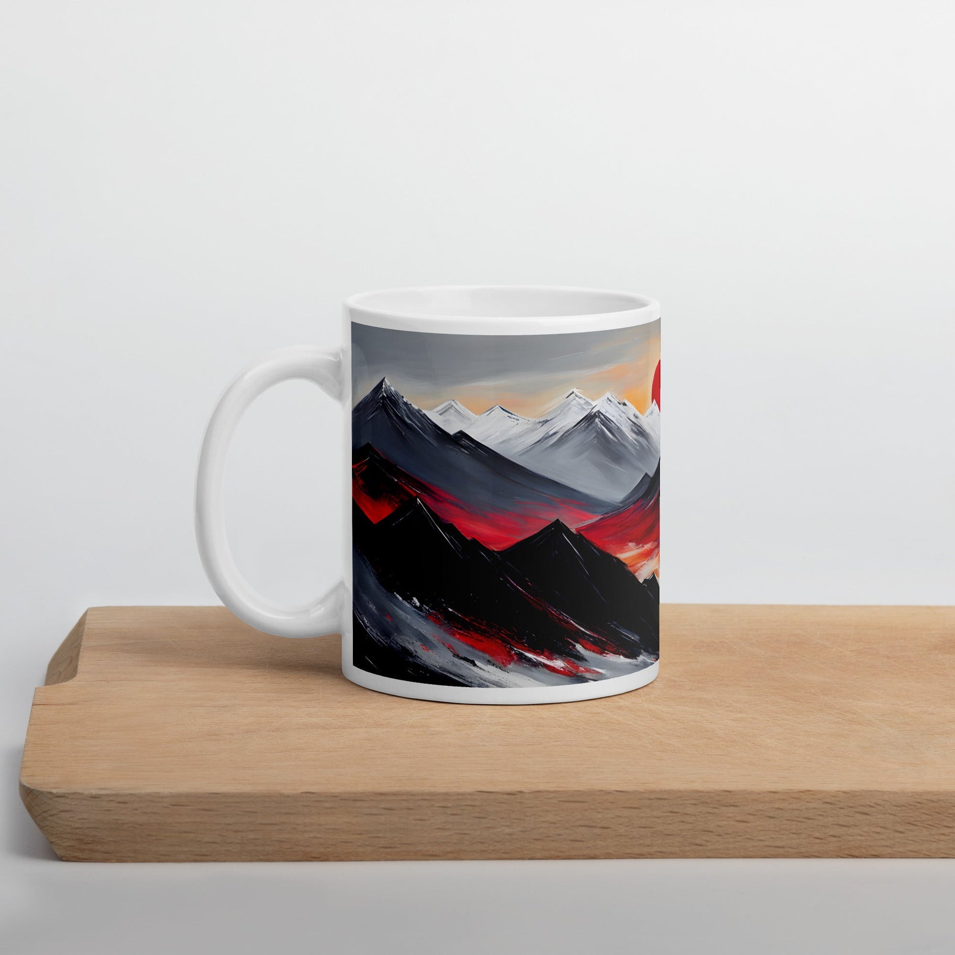 Red Sun Over Mountains White Glossy Mug - Mugs - Discovery Co.