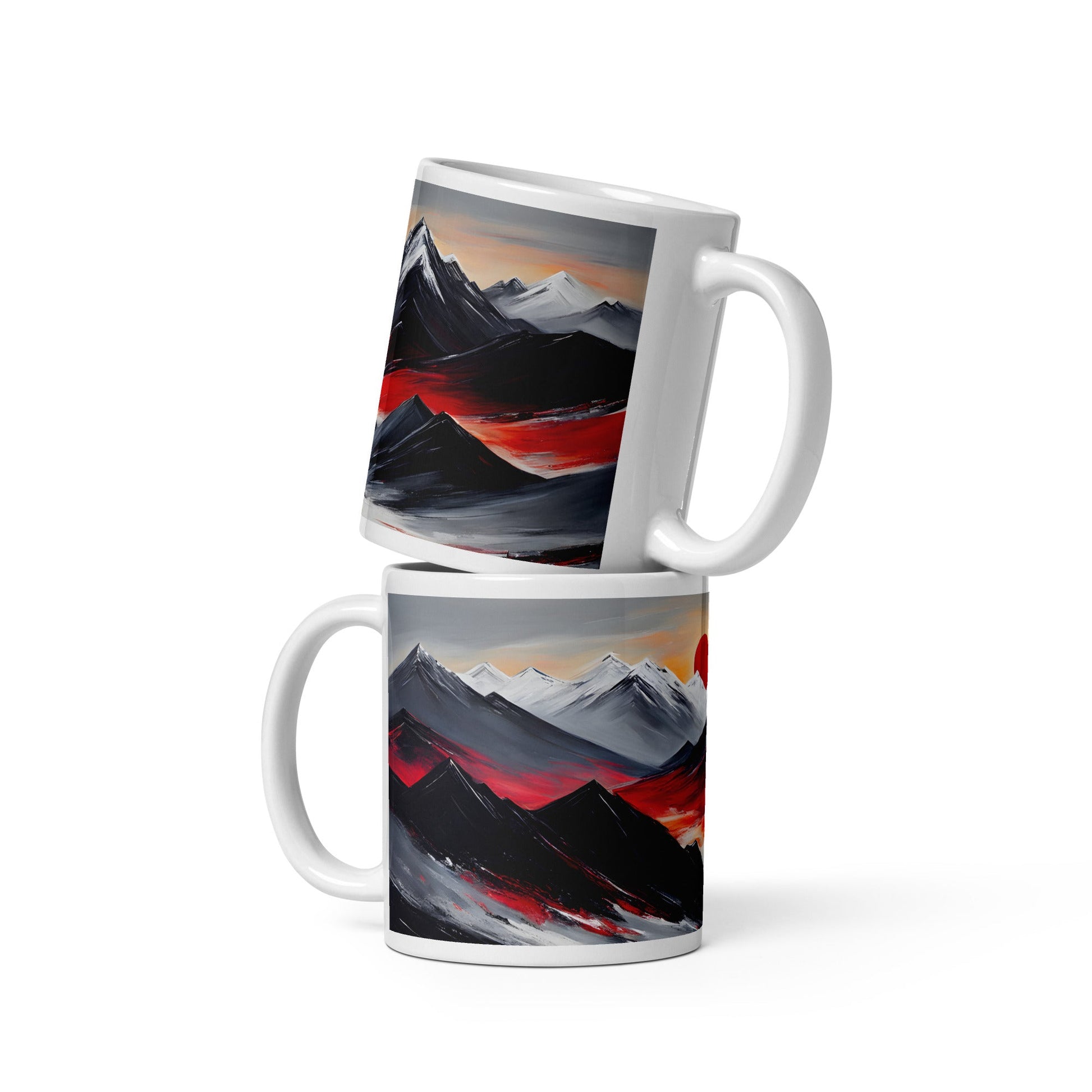 Red Sun Over Mountains White Glossy Mug - Mugs - Discovery Co.