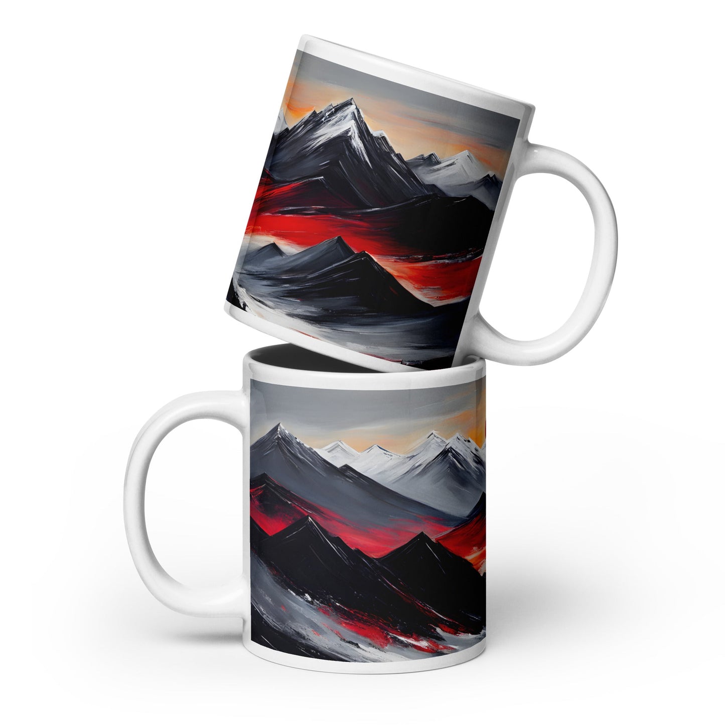 Red Sun Over Mountains White Glossy Mug - Mugs - Discovery Co.