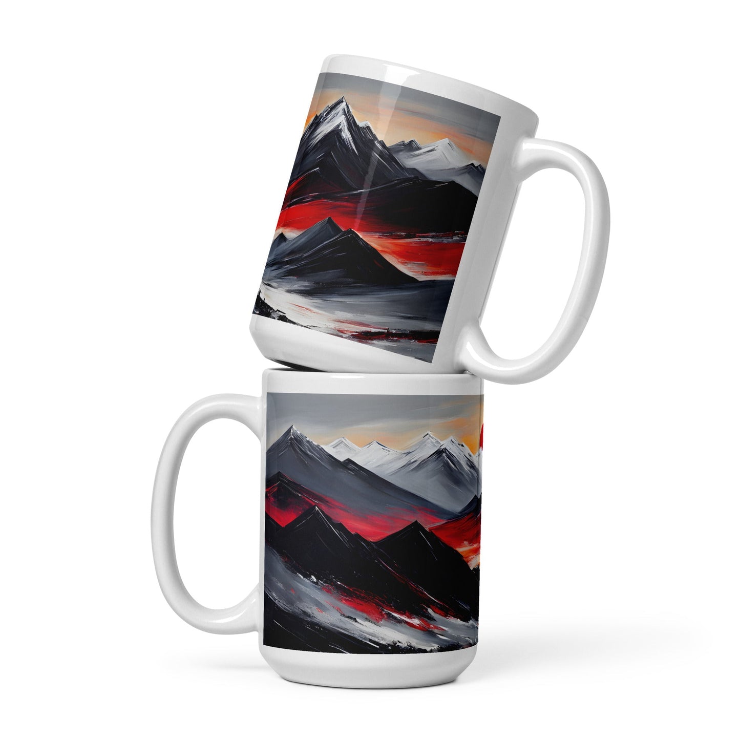 Red Sun Over Mountains White Glossy Mug - Mugs - Discovery Co.