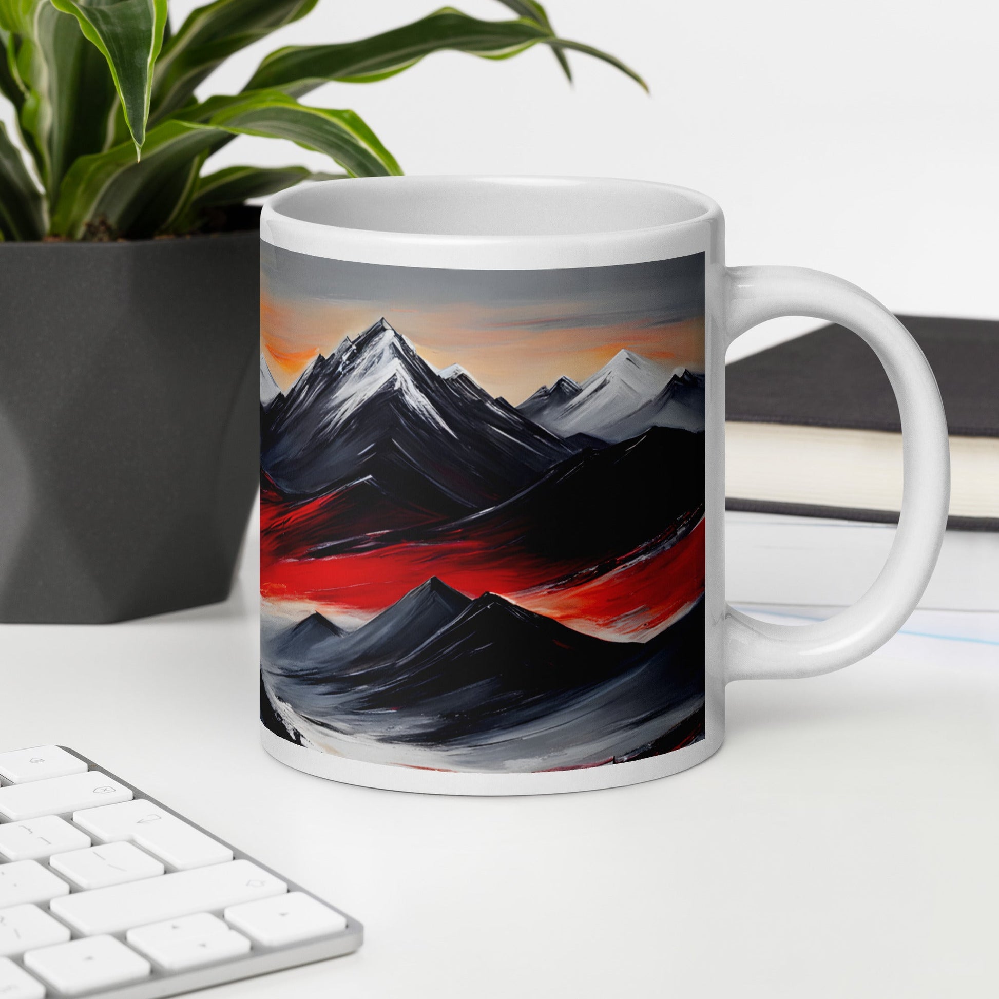 Red Sun Over Mountains White Glossy Mug - Mugs - Discovery Co.