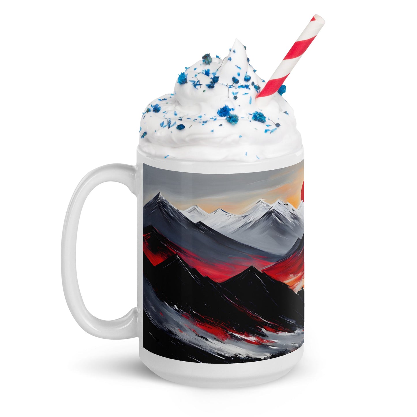 Red Sun Over Mountains White Glossy Mug - Mugs - Discovery Co.