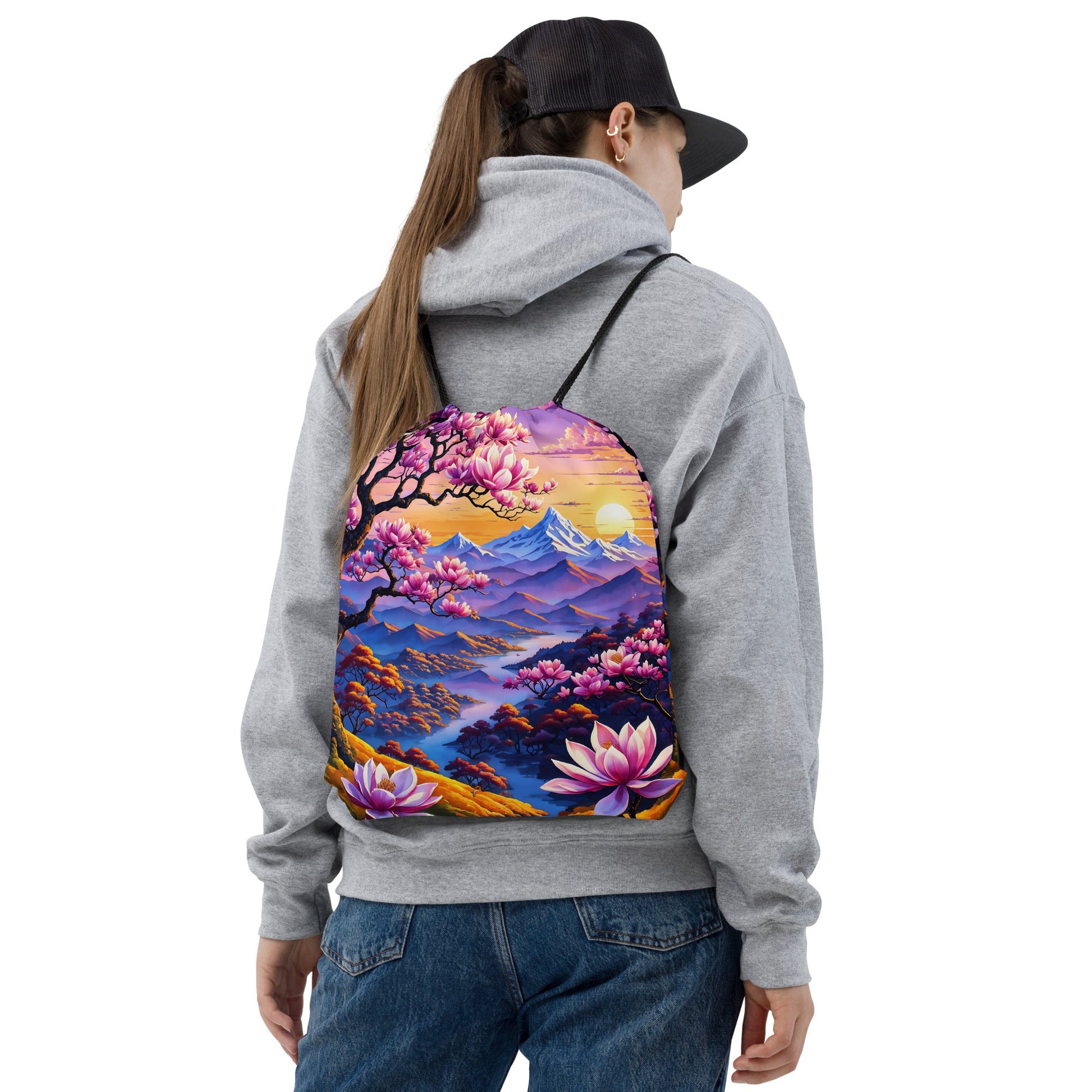 River Though Pink Landscape II Drawstring Bag - Drawstring Bag - Discovery Co.