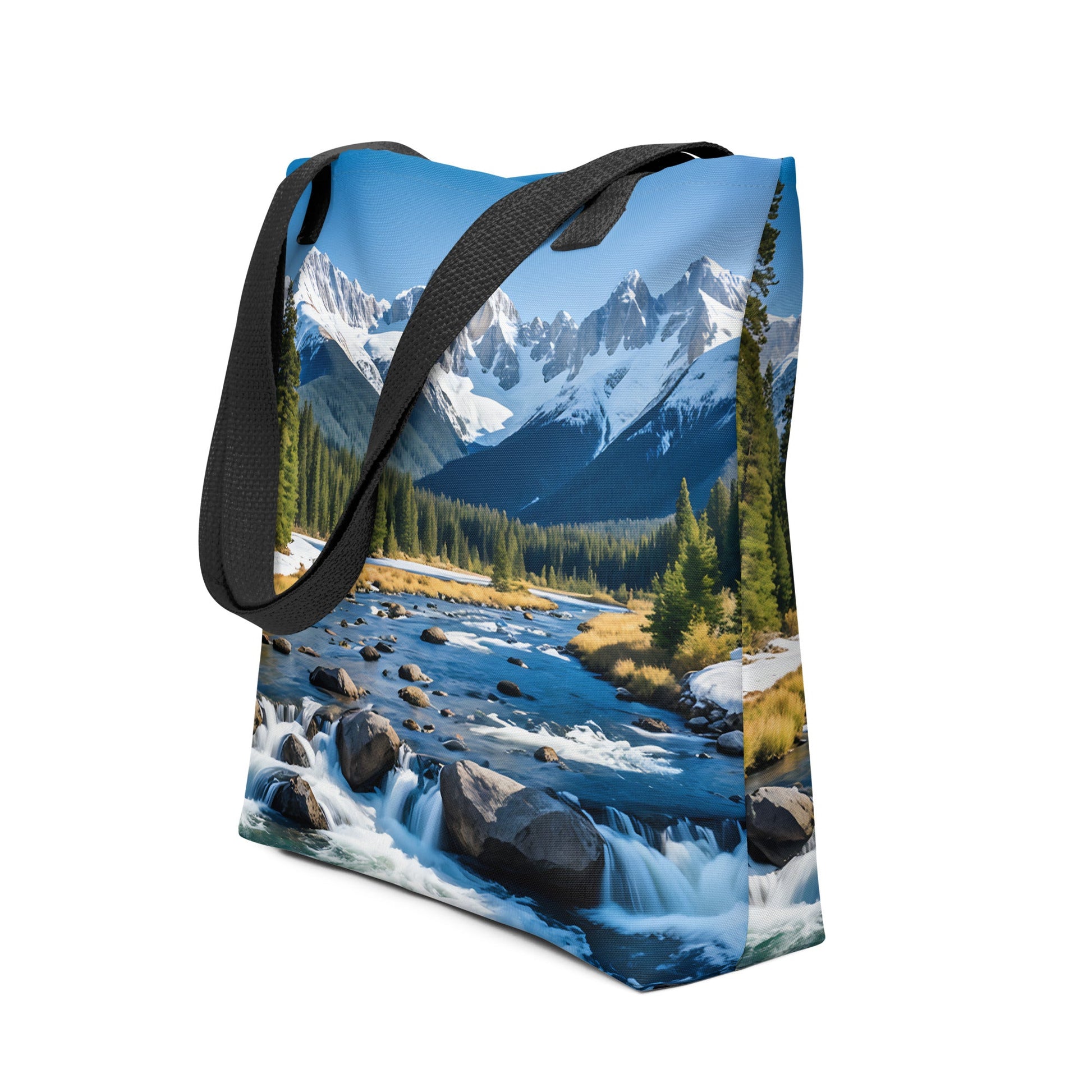 River Though Snowy Mountains Tote Bag - Tote Bags - Discovery Co.