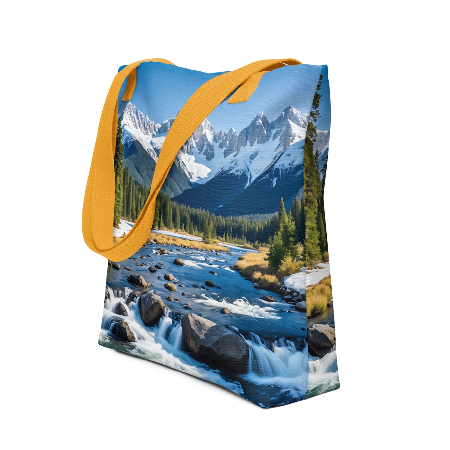 River Though Snowy Mountains Tote Bag - Tote Bags - Discovery Co.