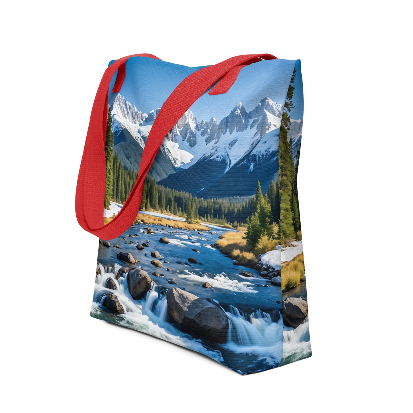 River Though Snowy Mountains Tote Bag - Tote Bags - Discovery Co.