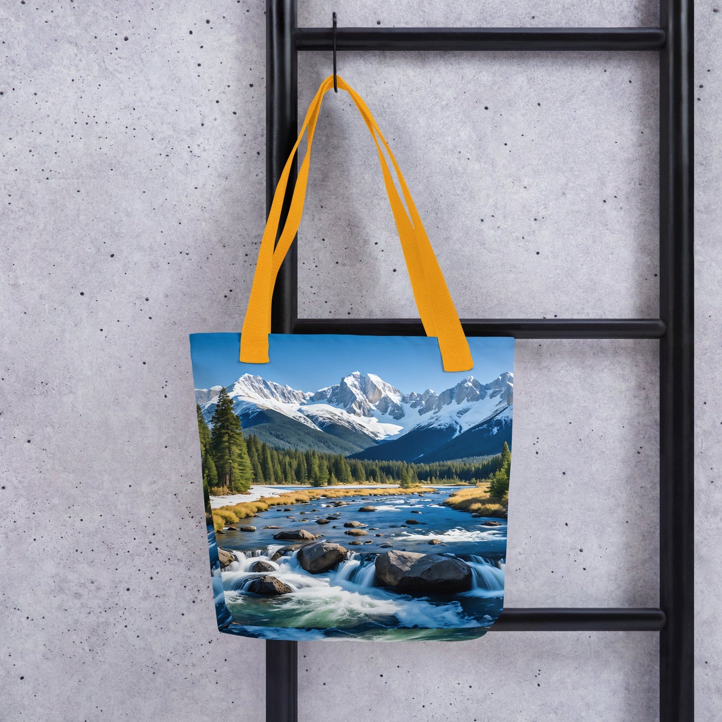 River Though Snowy Mountains Tote Bag - Tote Bags - Discovery Co.