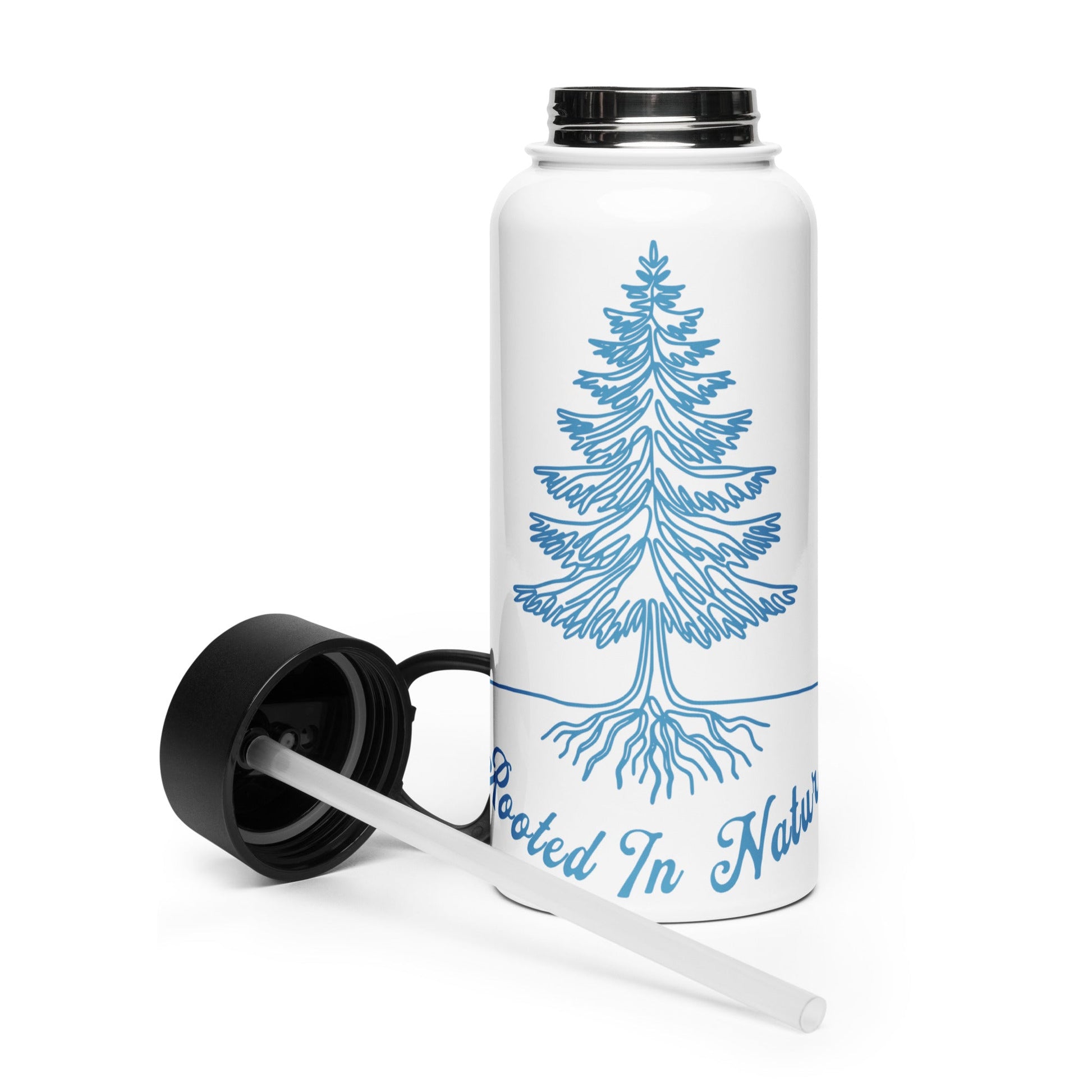 Rooted In Nature II Stainless Steel Water Bottle With Straw Lid - Stainless Steel Water Bottle With Straw Lid - Discovery Co.