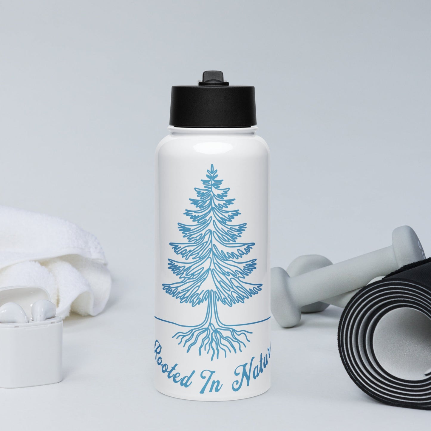 Rooted In Nature II Stainless Steel Water Bottle With Straw Lid - Stainless Steel Water Bottle With Straw Lid - Discovery Co.