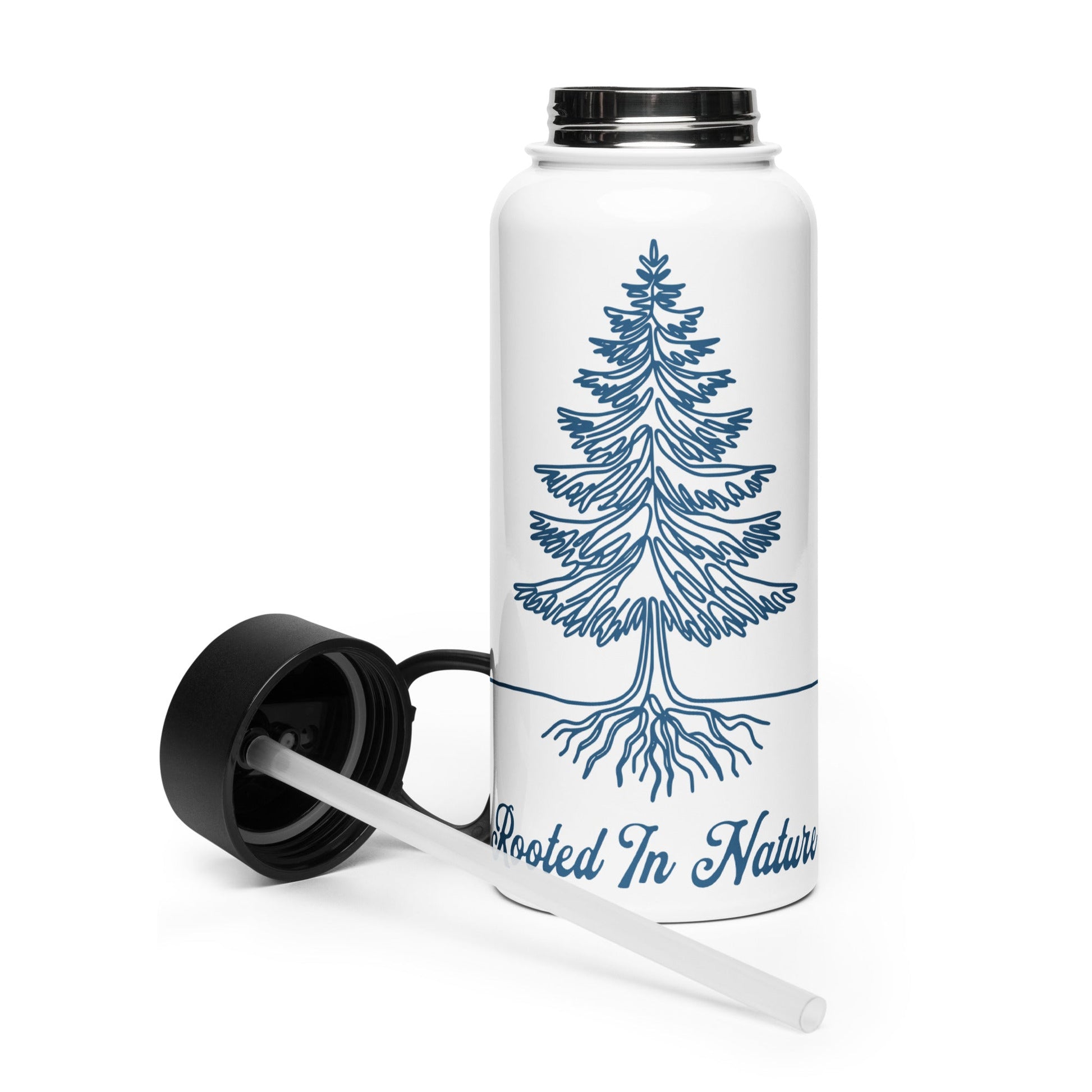 Rooted In Nature Stainless Steel Water Bottle With Straw Lid - Stainless Steel Water Bottle With Straw Lid - Discovery Co.