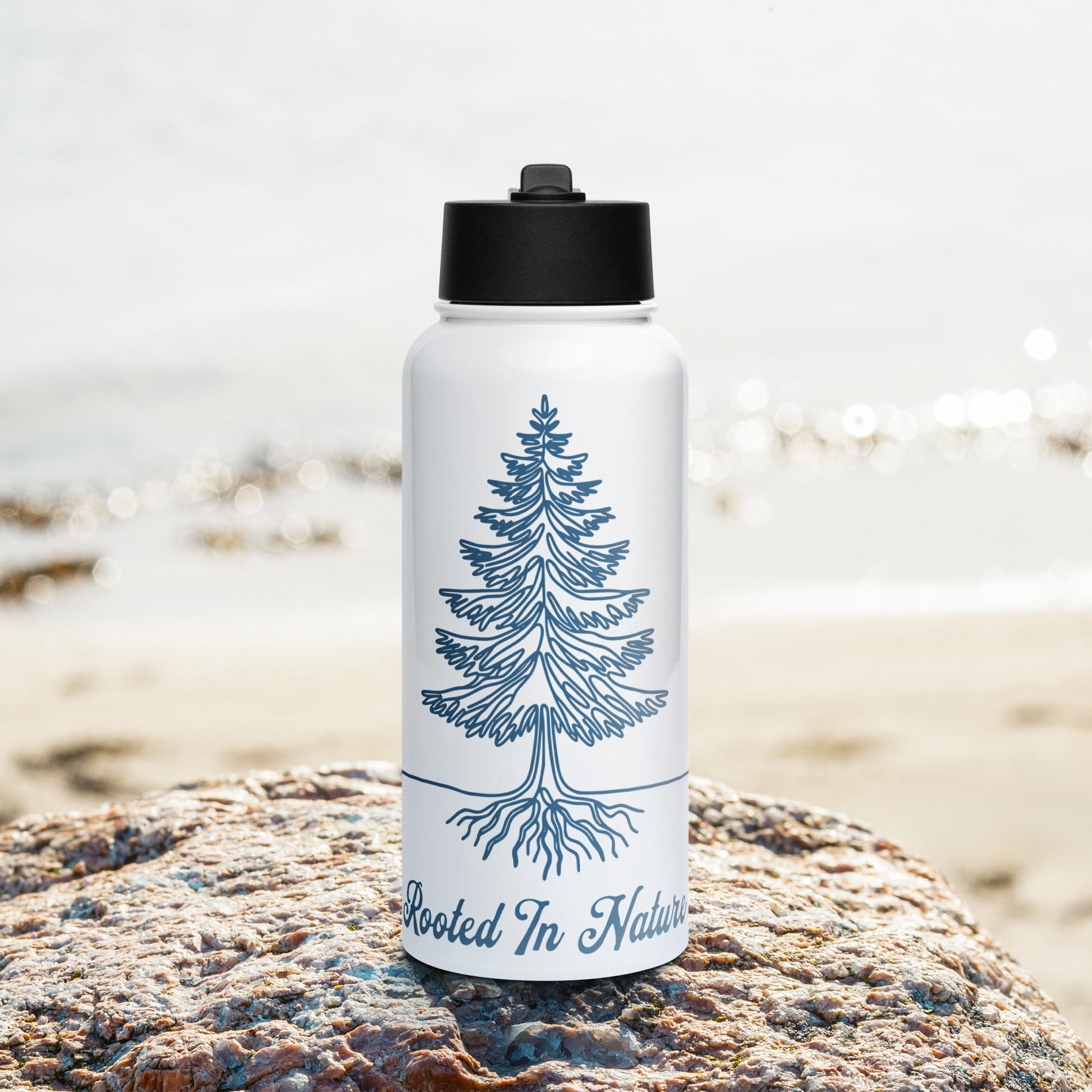 Rooted In Nature Stainless Steel Water Bottle With Straw Lid - Stainless Steel Water Bottle With Straw Lid - Discovery Co.
