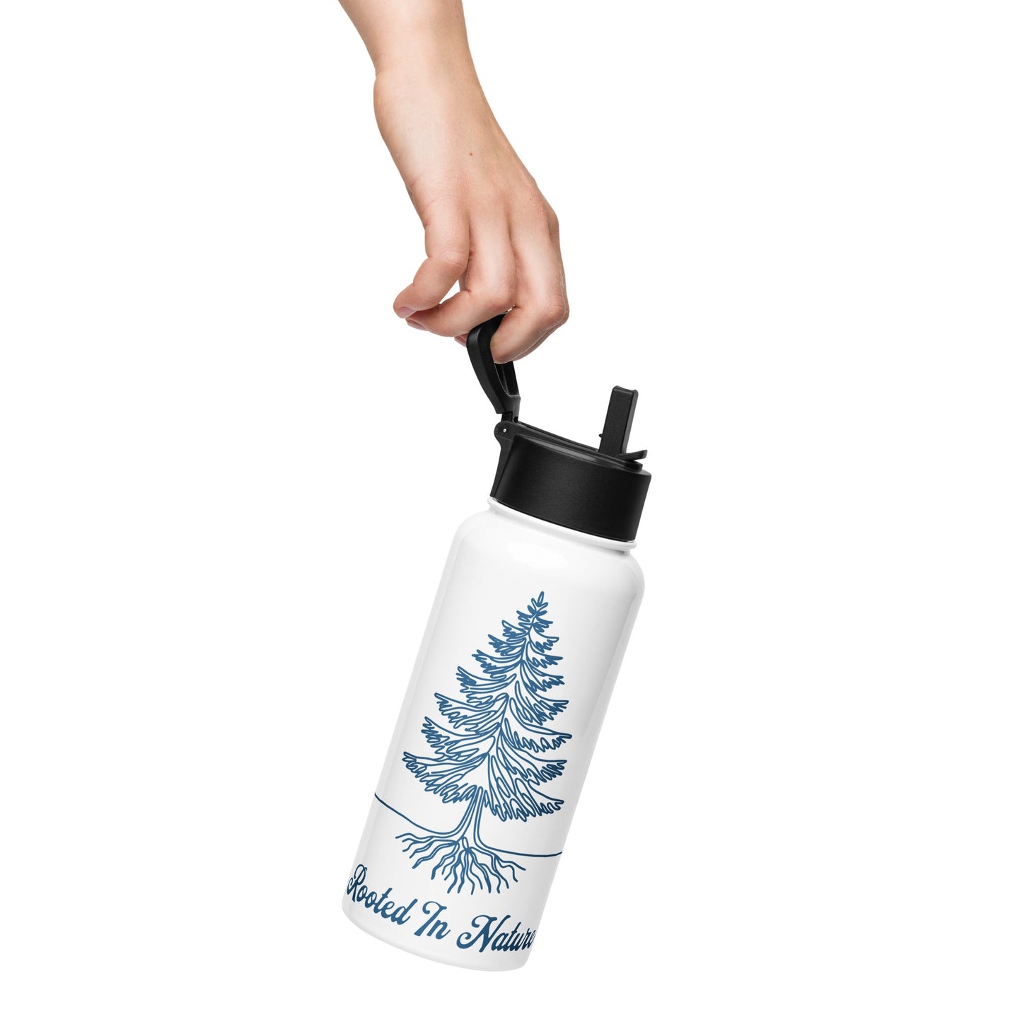 Rooted In Nature Stainless Steel Water Bottle With Straw Lid - Stainless Steel Water Bottle With Straw Lid - Discovery Co.