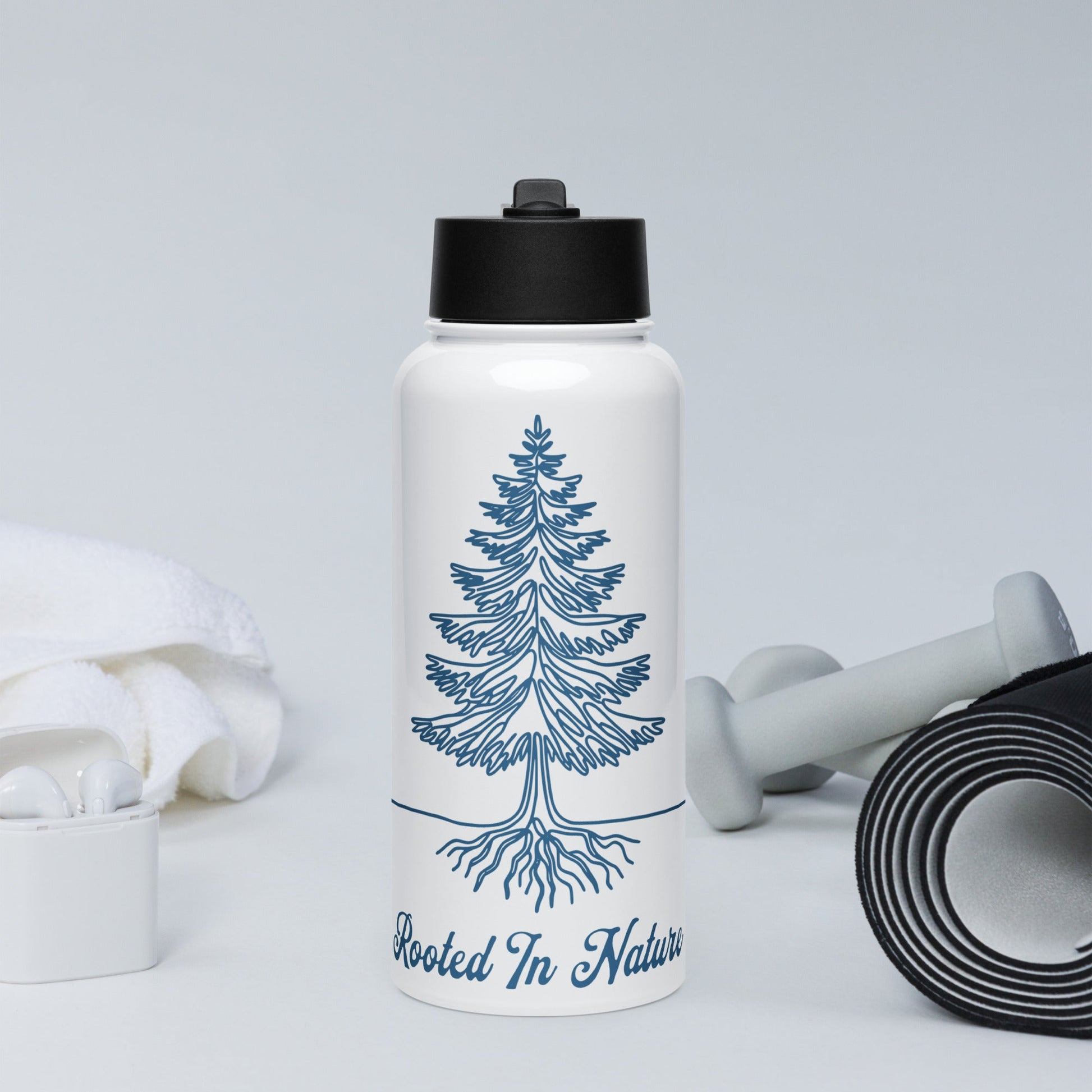 Rooted In Nature Stainless Steel Water Bottle With Straw Lid - Stainless Steel Water Bottle With Straw Lid - Discovery Co.
