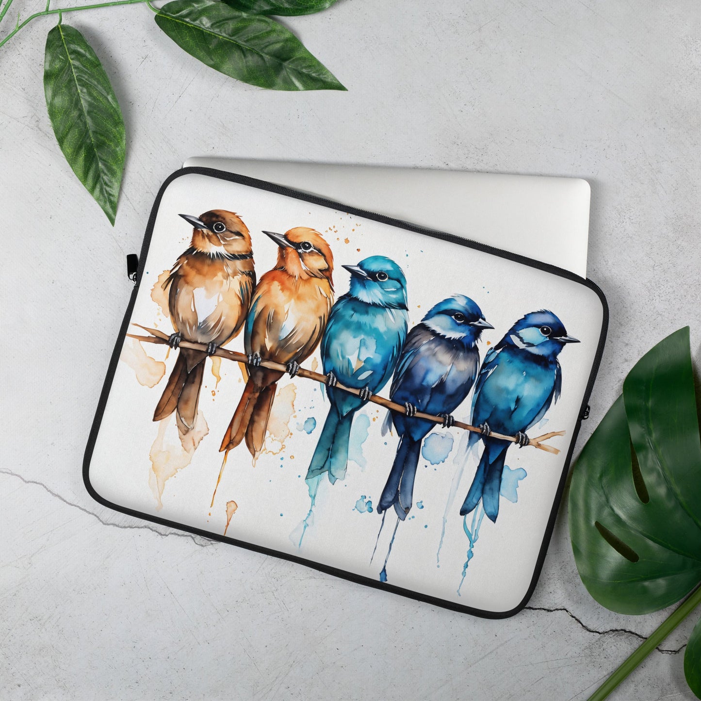 Row Of Watercolor Birds Laptop Sleeve - Laptop Cases - Discovery Co.