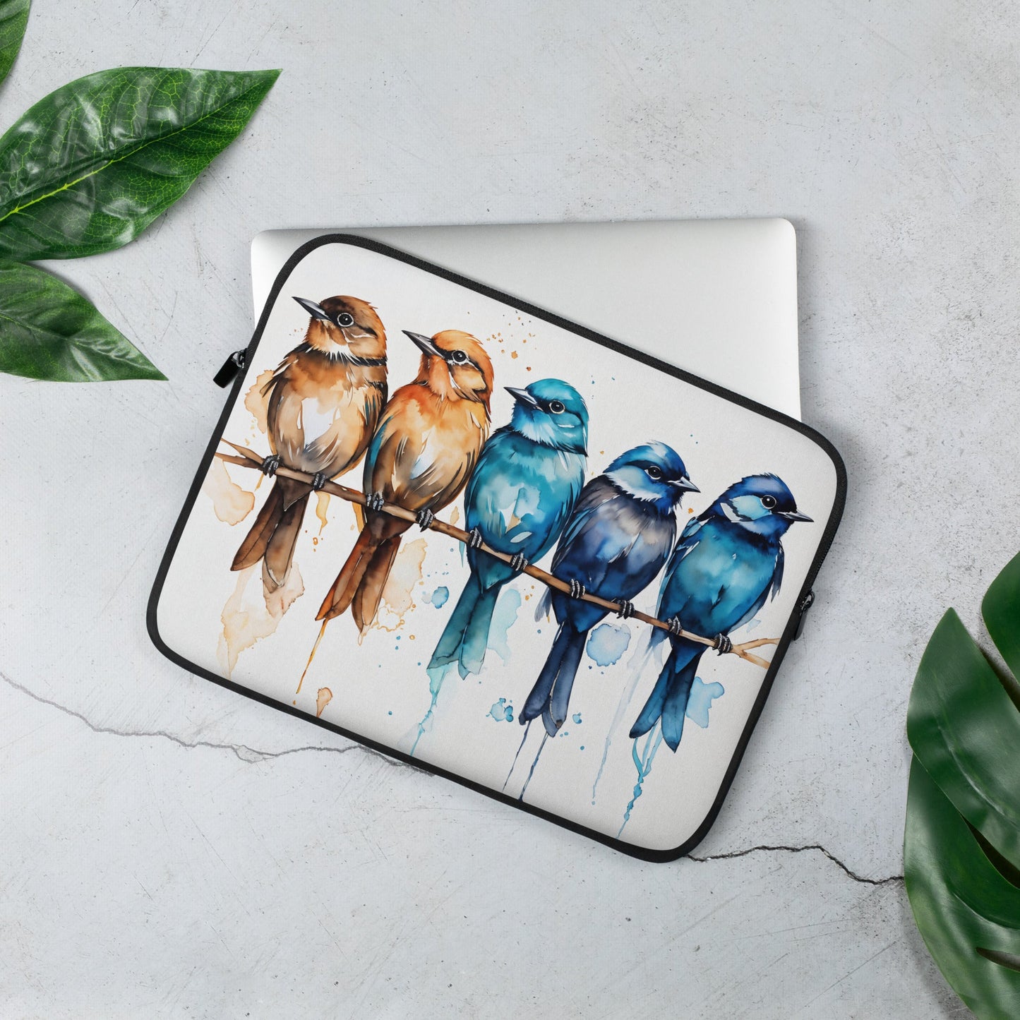 Row Of Watercolor Birds Laptop Sleeve - Laptop Cases - Discovery Co.