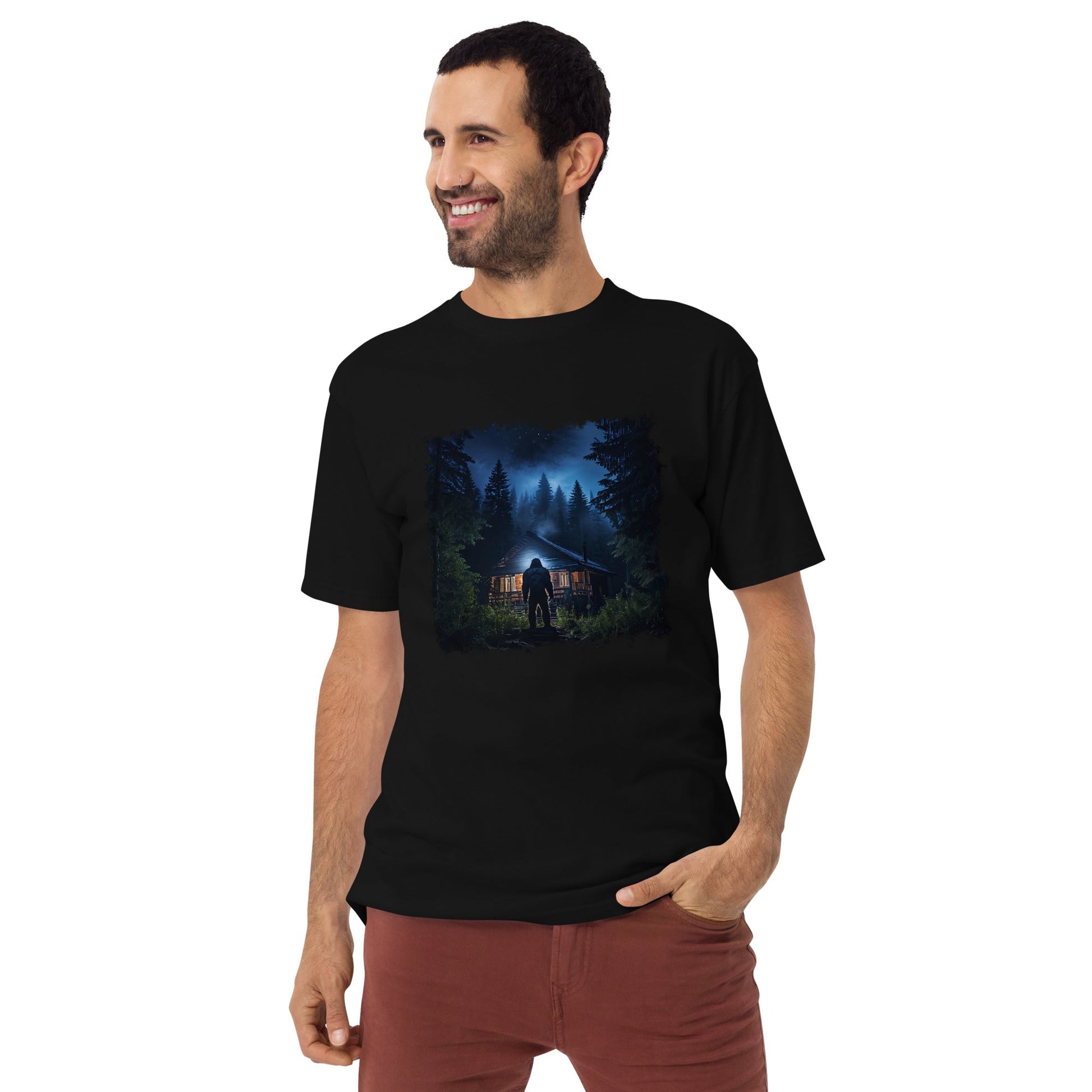 Sasquatch Visits Men’s Premium Heavyweight Tee - Discovery Co.