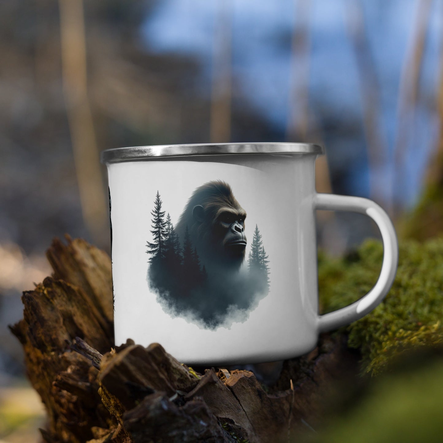 Sasquatch Watching Among The Trees Enamel Mug - Mugs - Discovery Co.