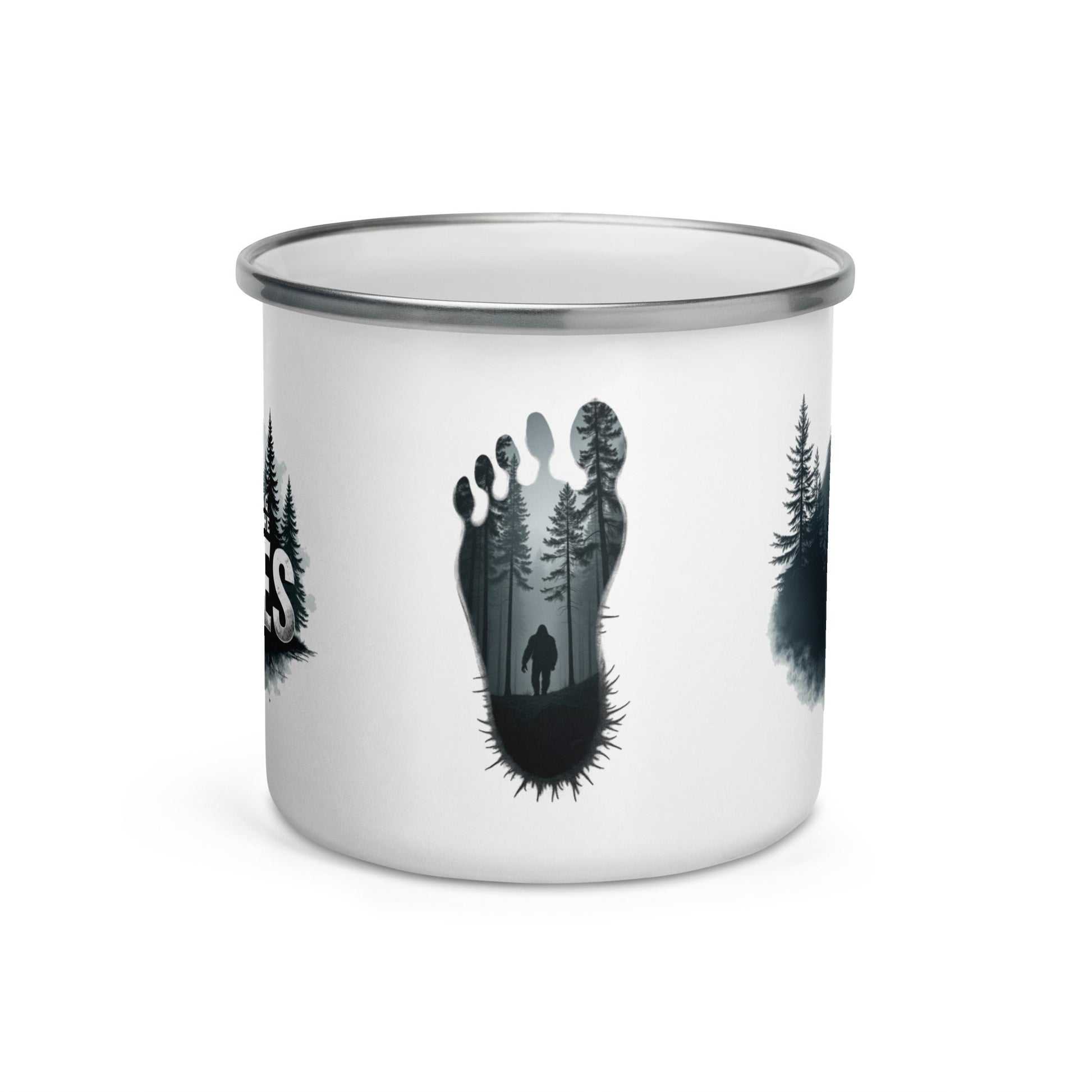 Sasquatch Watching Among The Trees Enamel Mug - Mugs - Discovery Co.