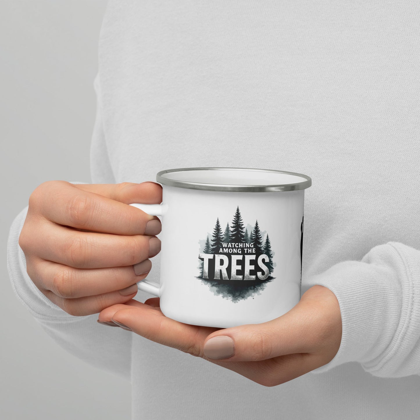 Sasquatch Watching Among The Trees Enamel Mug - Mugs - Discovery Co.
