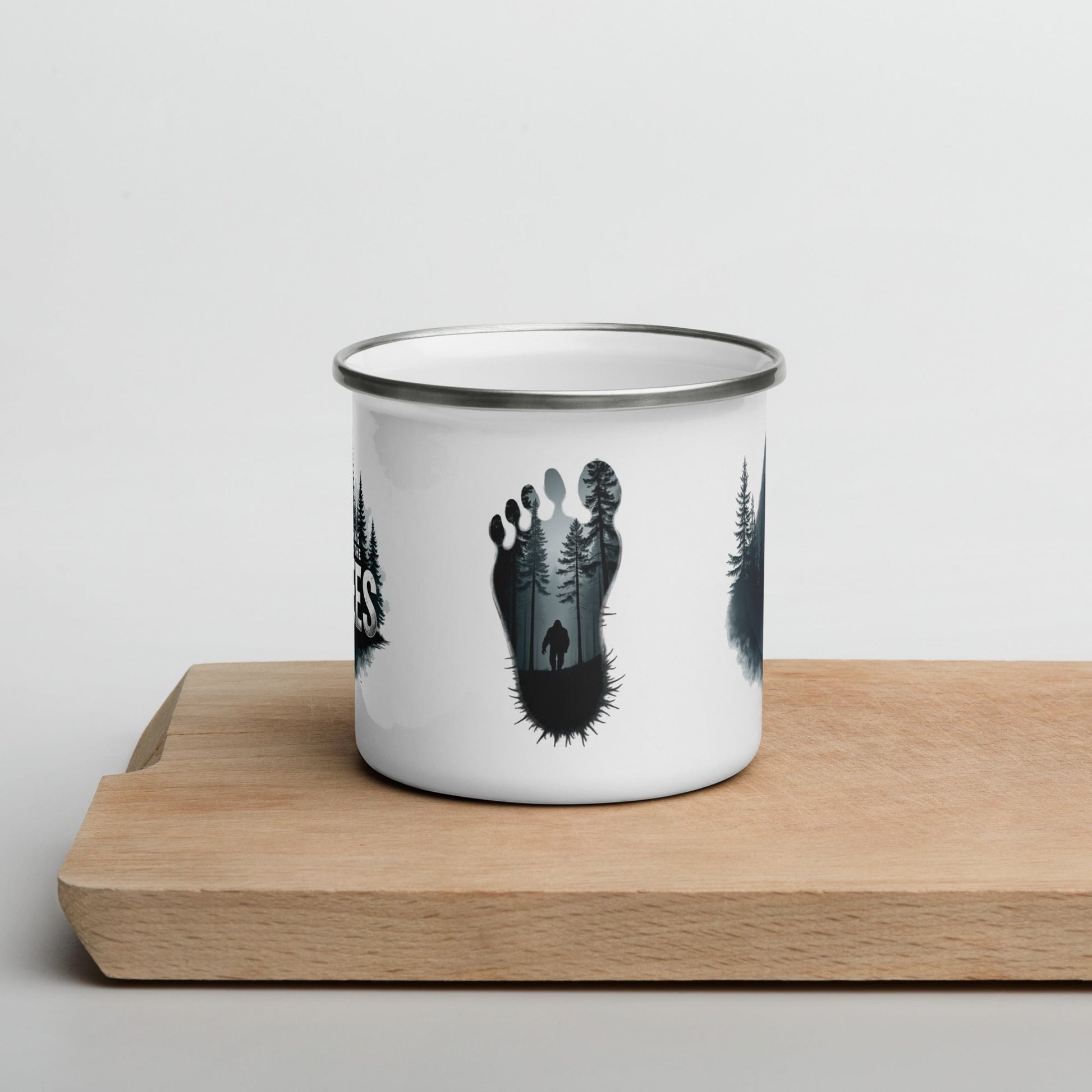 Sasquatch Watching Among The Trees Enamel Mug - Mugs - Discovery Co.