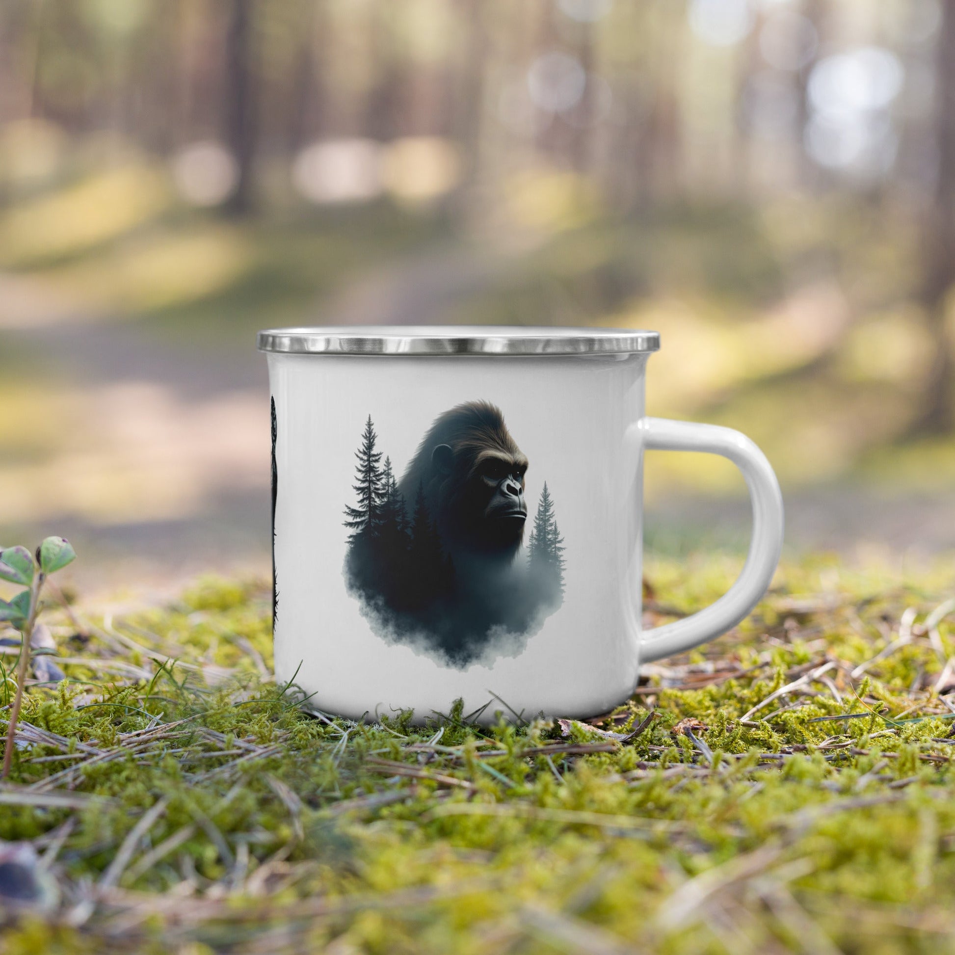 Sasquatch Watching Among The Trees Enamel Mug - Mugs - Discovery Co.