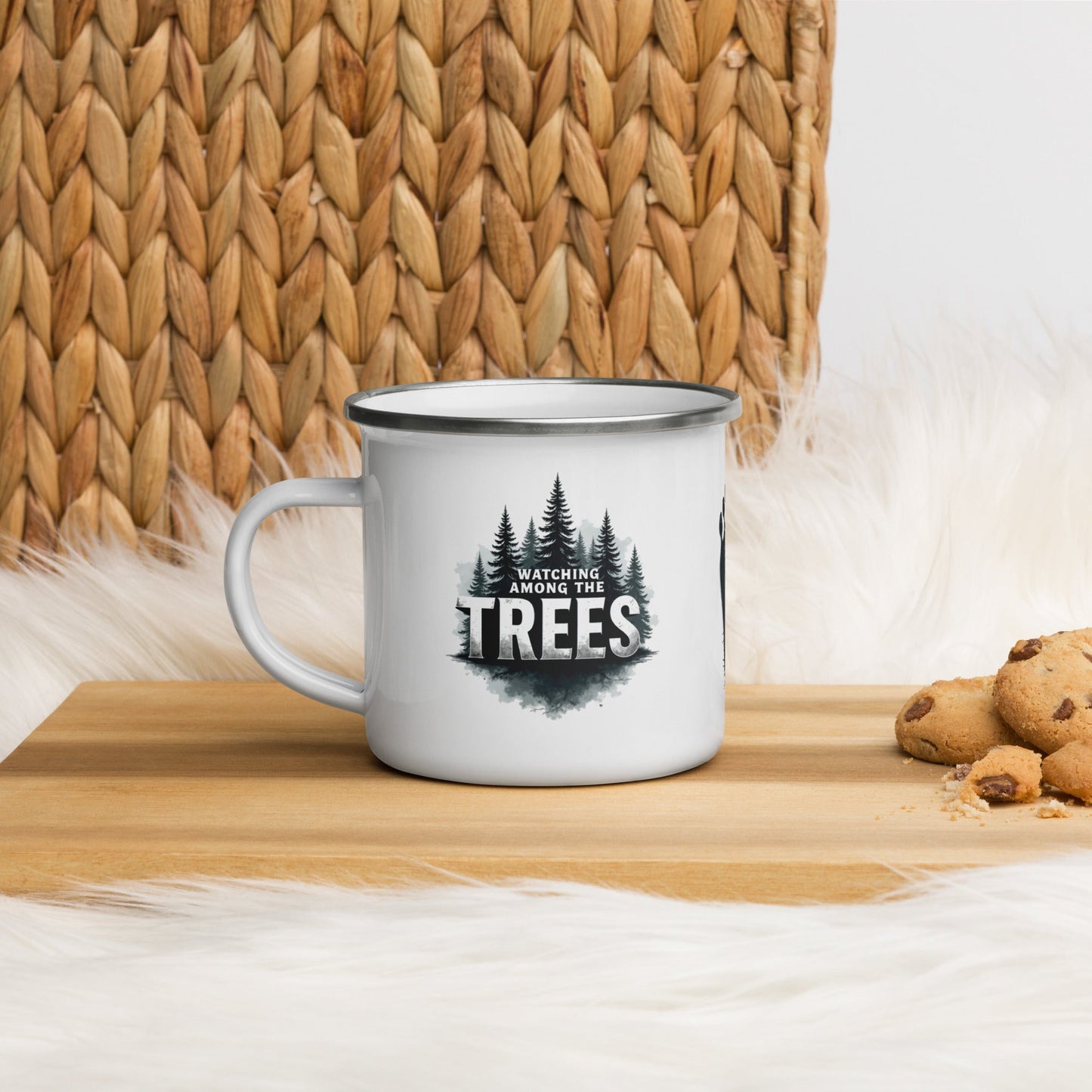 Sasquatch Watching Among The Trees Enamel Mug - Mugs - Discovery Co.