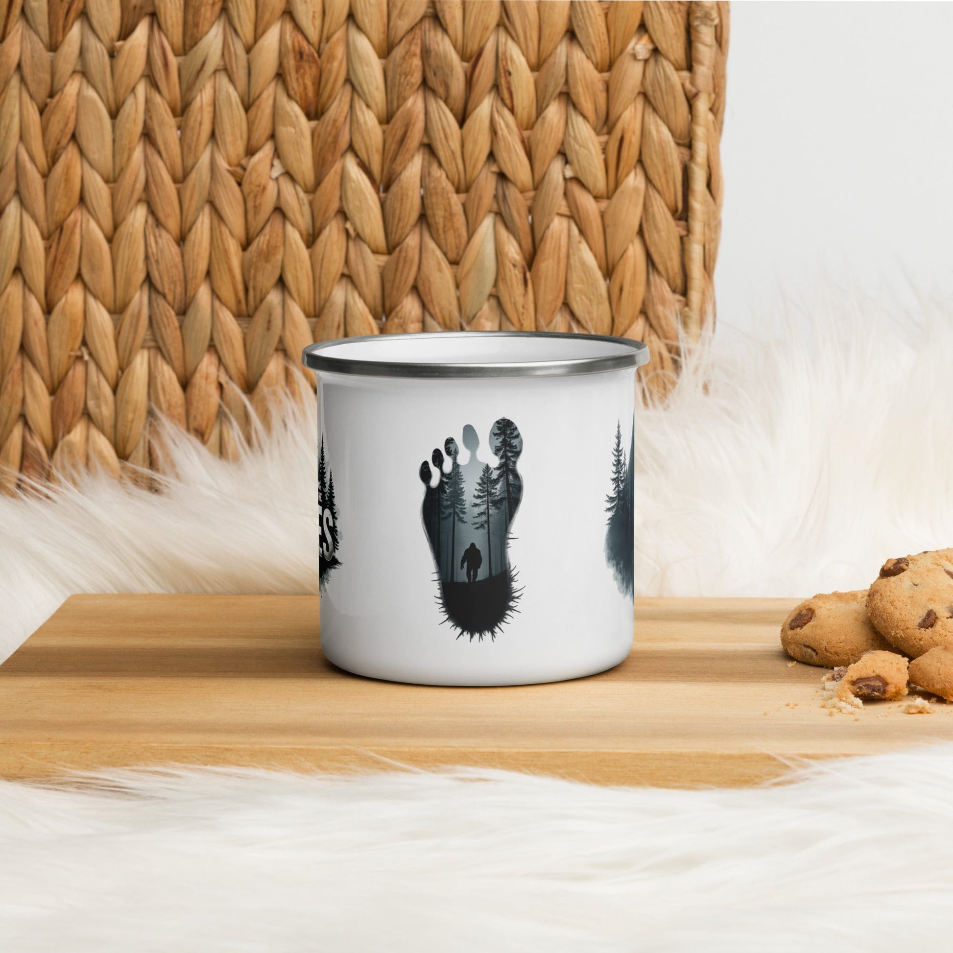 Sasquatch Watching Among The Trees Enamel Mug - Mugs - Discovery Co.
