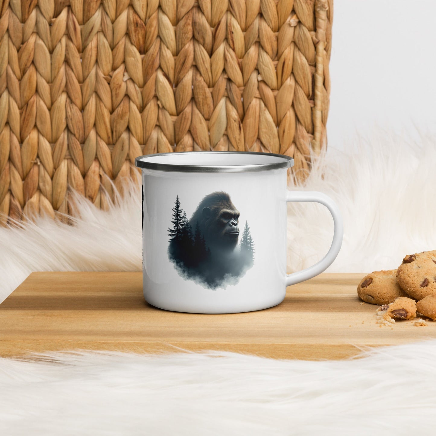 Sasquatch Watching Among The Trees Enamel Mug - Mugs - Discovery Co.