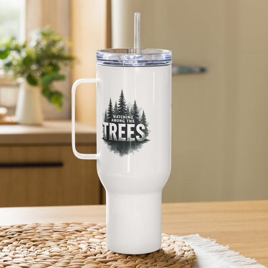 Sasquatch Watching Among The Trees Travel Mug With Handle (25 oz and 40 oz) - Travel Mug - Discovery Co.