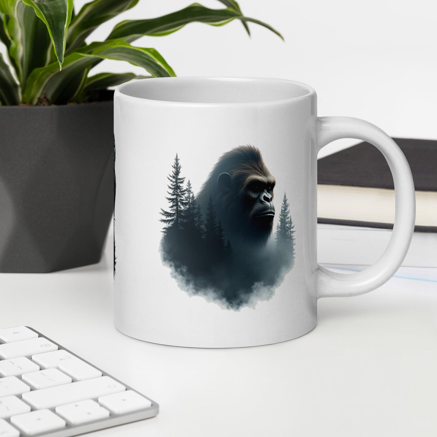 Sasquatch Watching Among The Trees White Glossy Mug (11 oz, 15 oz, 20 oz) - Mugs - Discovery Co.