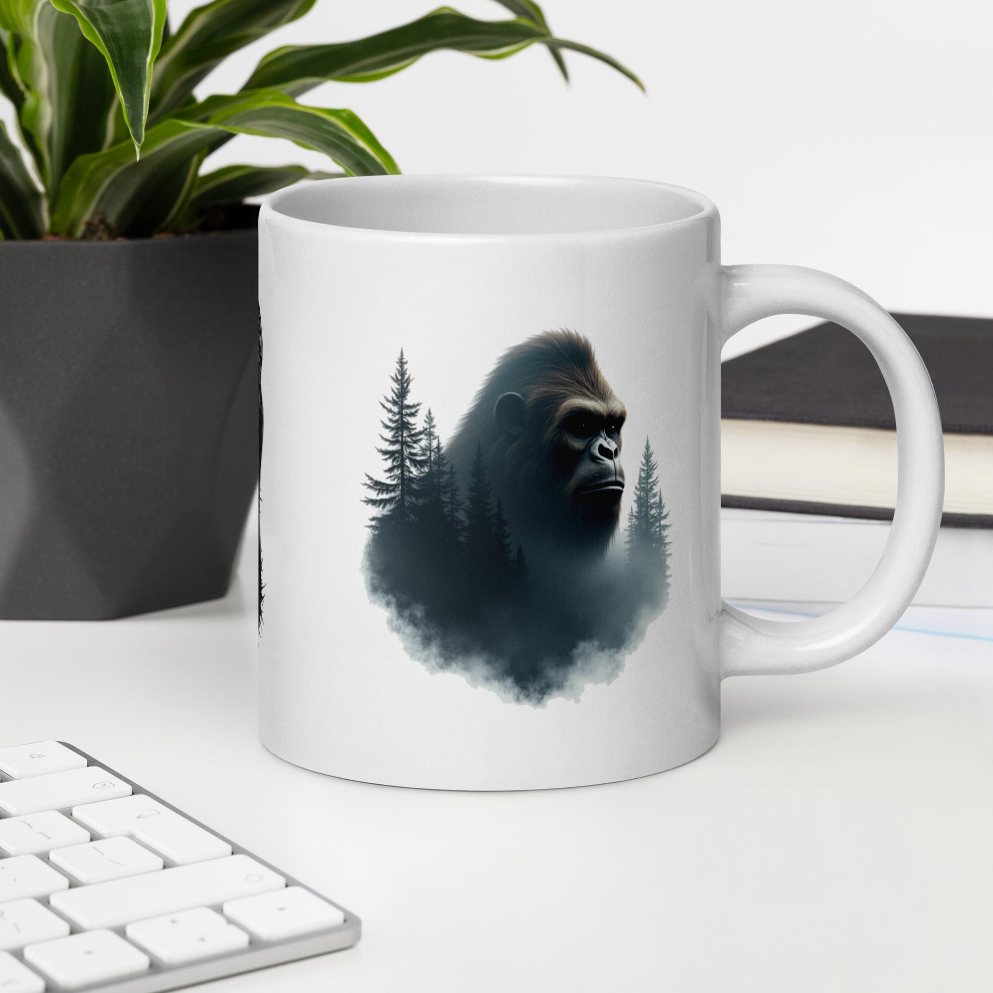 Sasquatch Watching Among The Trees White Glossy Mug (11 oz, 15 oz, 20 oz) - Mugs - Discovery Co.