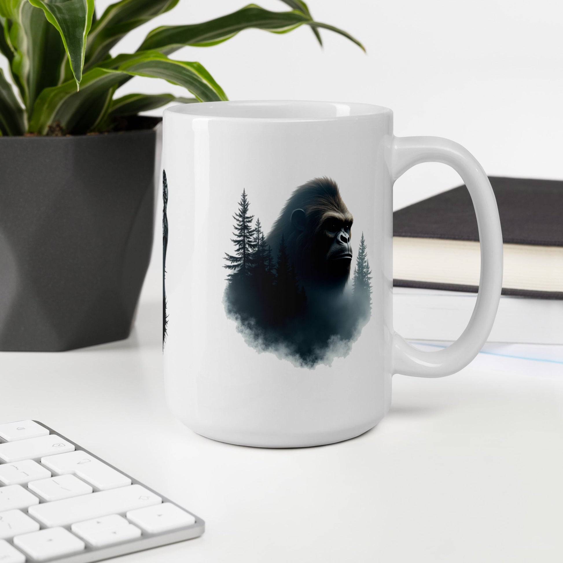 Sasquatch Watching Among The Trees White Glossy Mug (11 oz, 15 oz, 20 oz) - Mugs - Discovery Co.