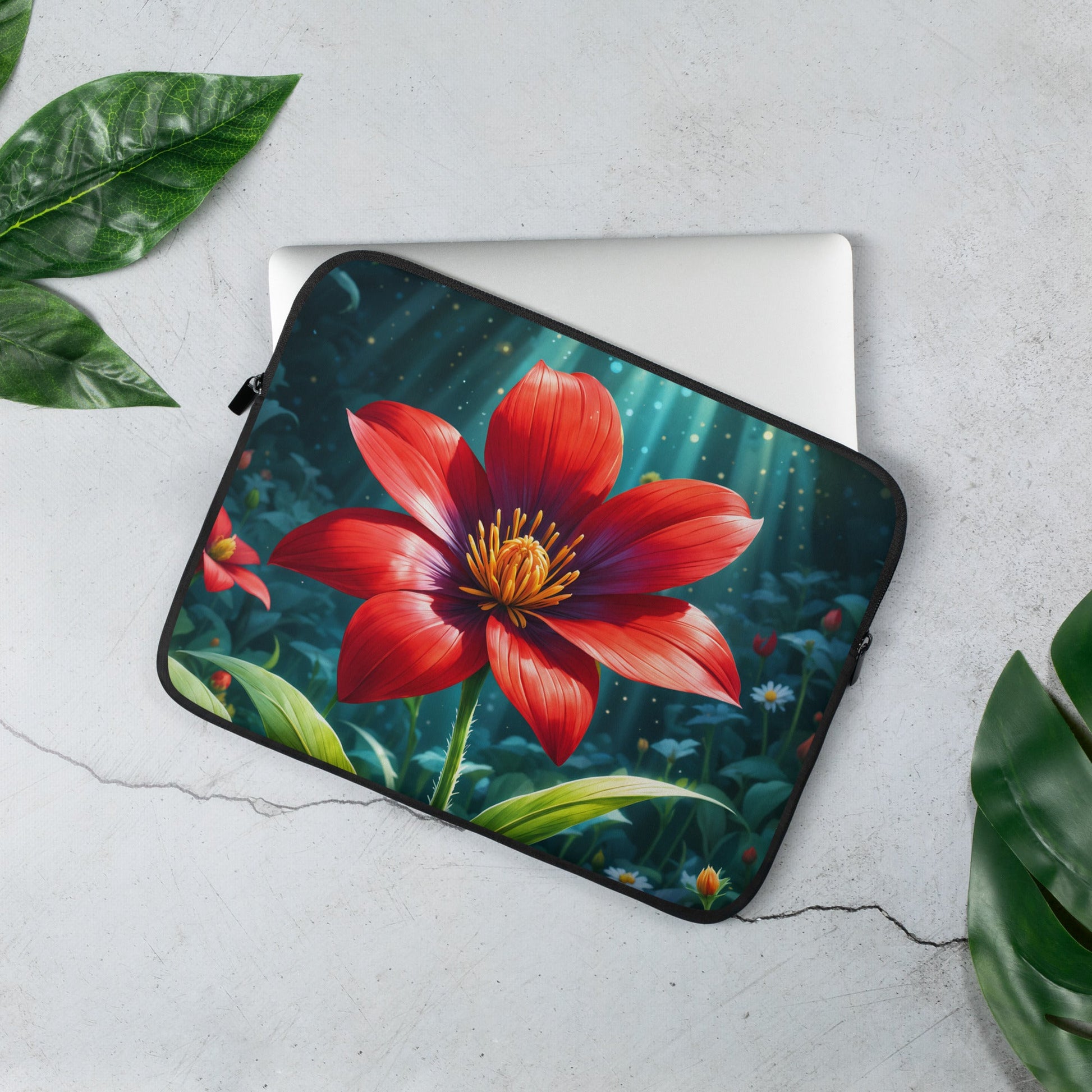 Scarlet Flower II Laptop Sleeve - Laptop Cases - Discovery Co.