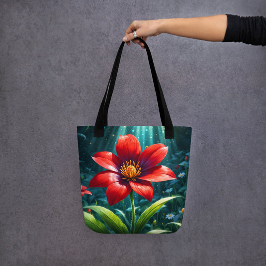 Scarlet Flower II Tote Bag - Tote Bags - Discovery Co.