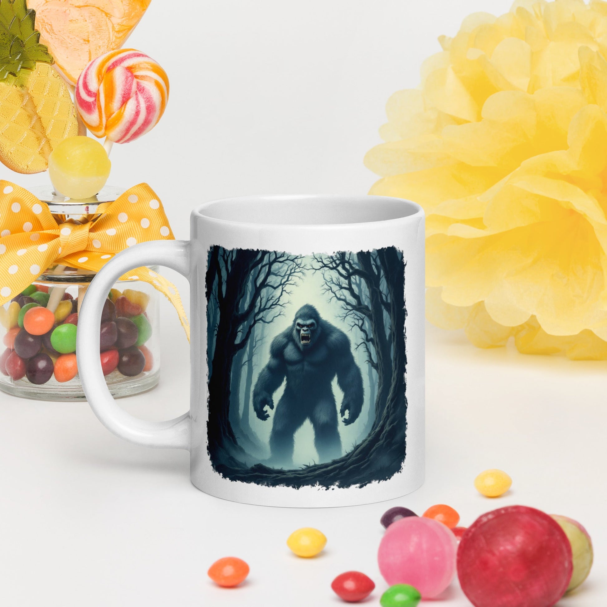 Scary Bigfoot White Glossy Mug (11 oz, 15 oz, 20 oz) - Mugs - Discovery Co.