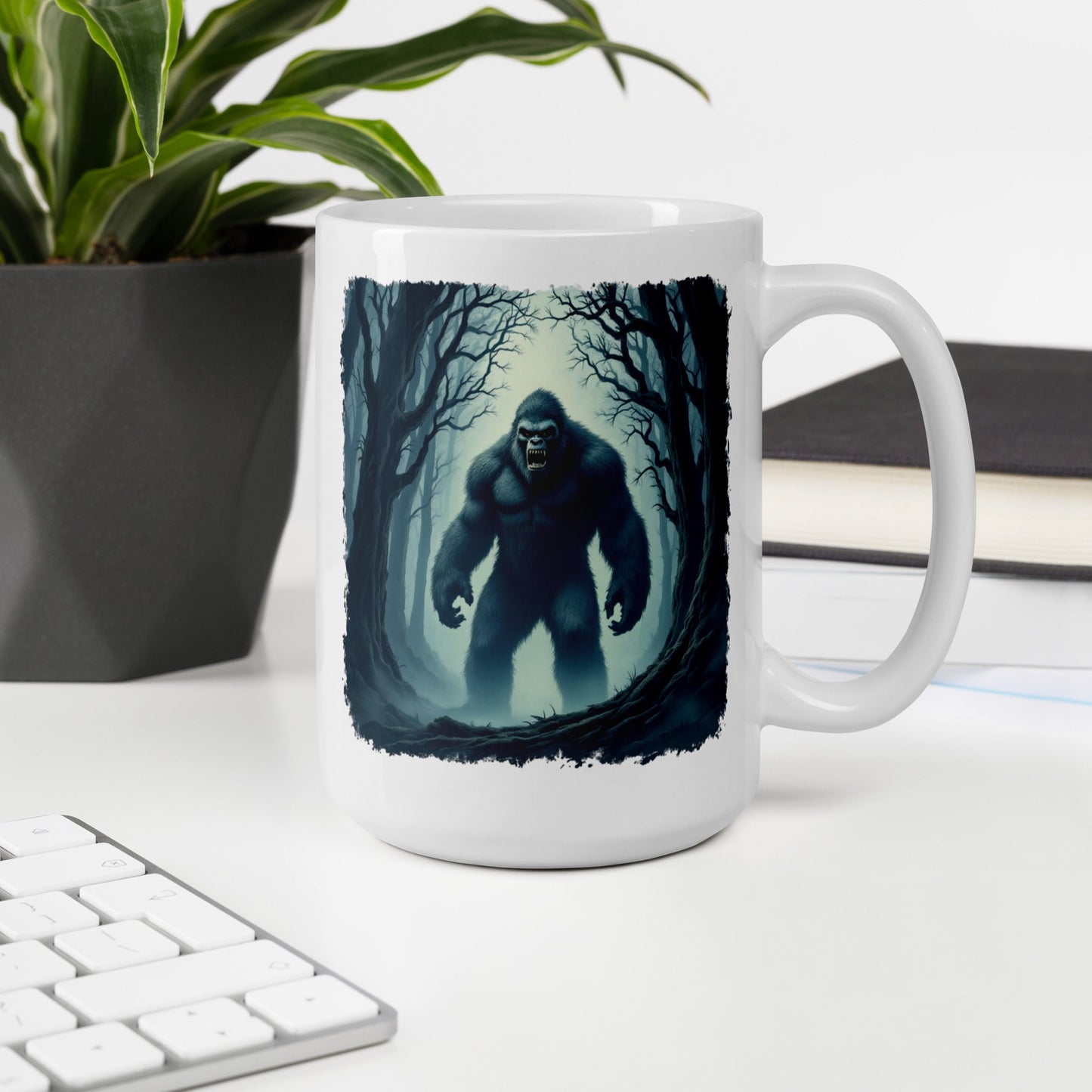 Scary Bigfoot White Glossy Mug (11 oz, 15 oz, 20 oz) - Mugs - Discovery Co.