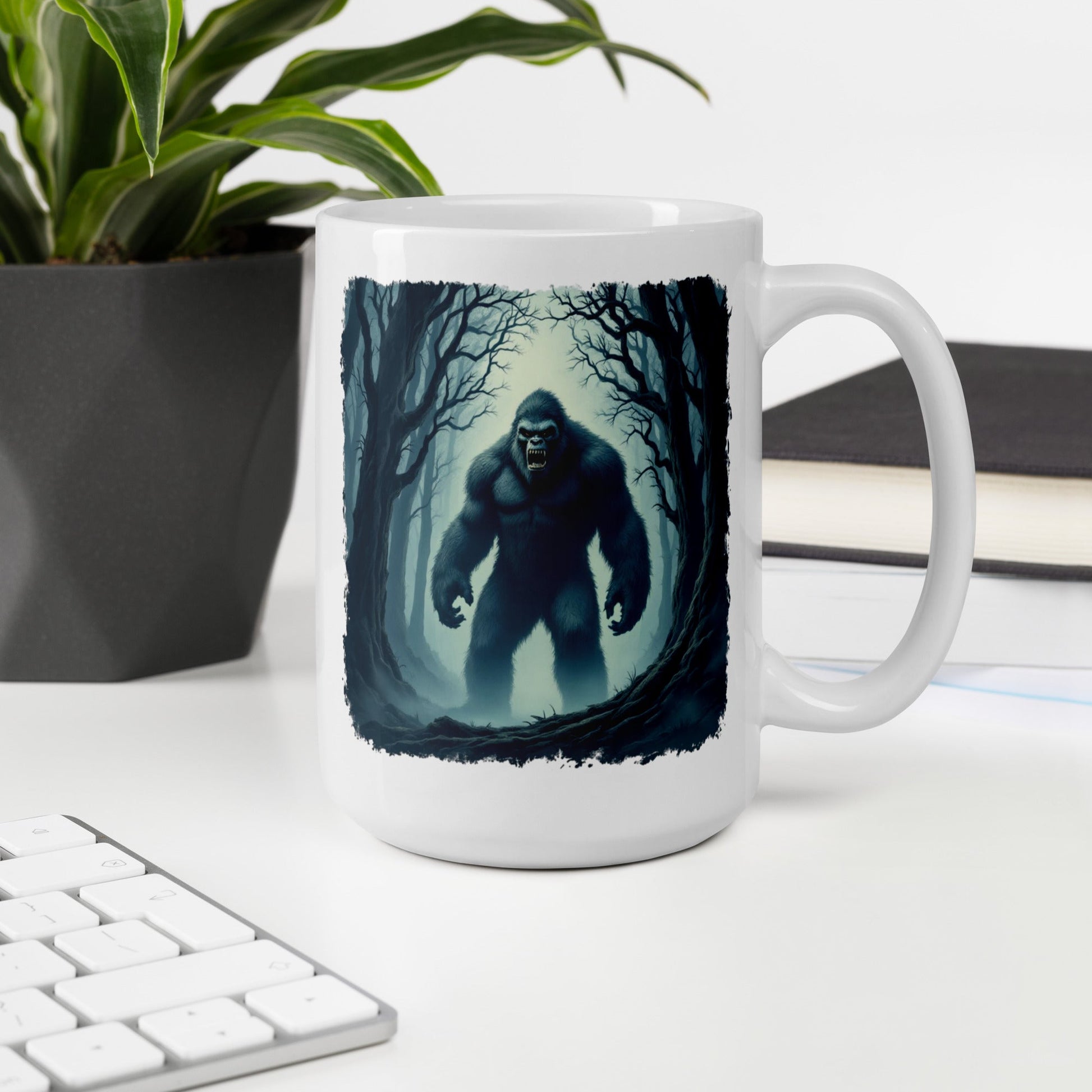 Scary Bigfoot White Glossy Mug (11 oz, 15 oz, 20 oz) - Mugs - Discovery Co.