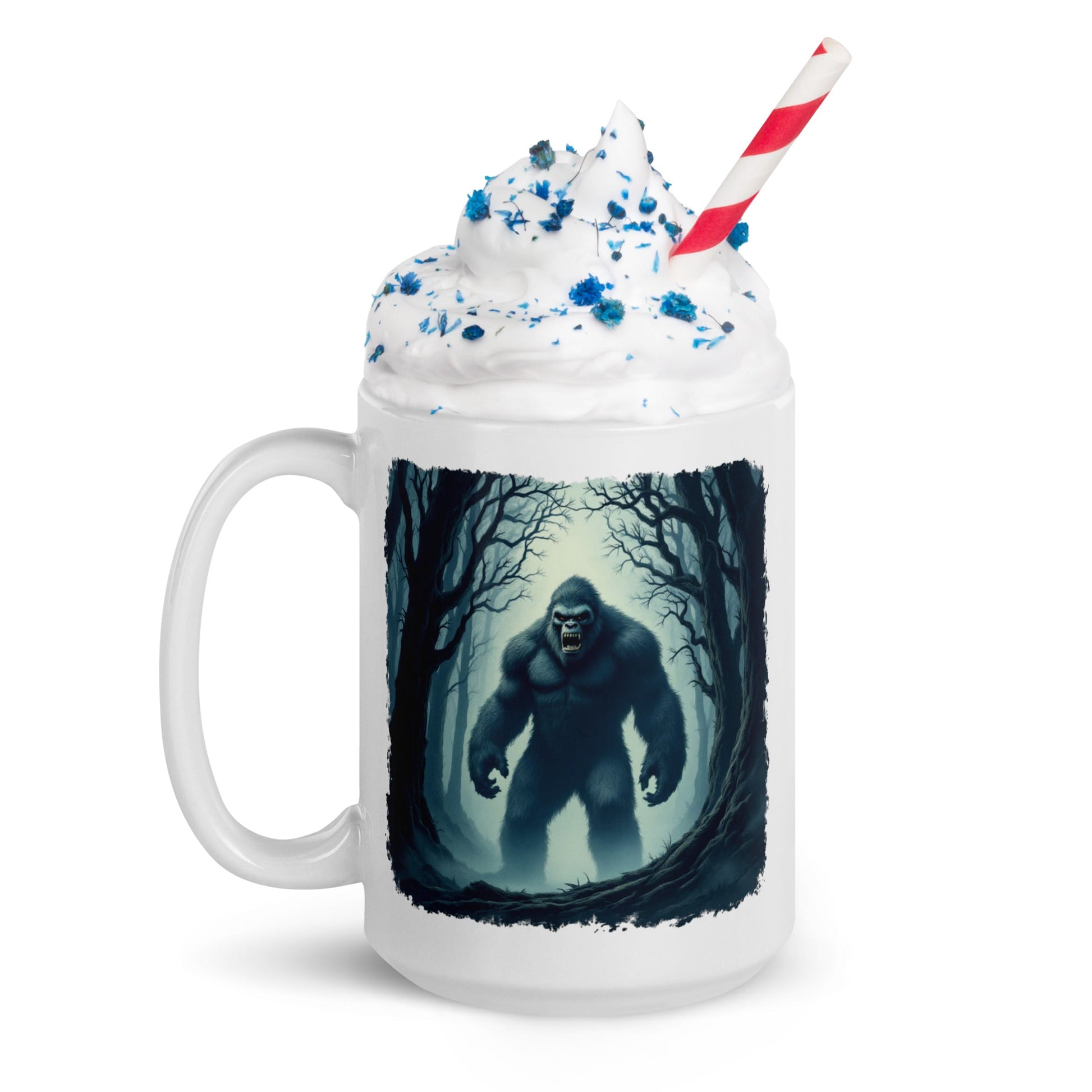 Scary Bigfoot White Glossy Mug (11 oz, 15 oz, 20 oz) - Mugs - Discovery Co.