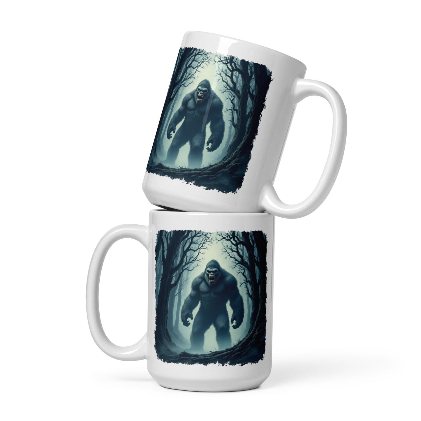 Scary Bigfoot White Glossy Mug (11 oz, 15 oz, 20 oz) - Mugs - Discovery Co.