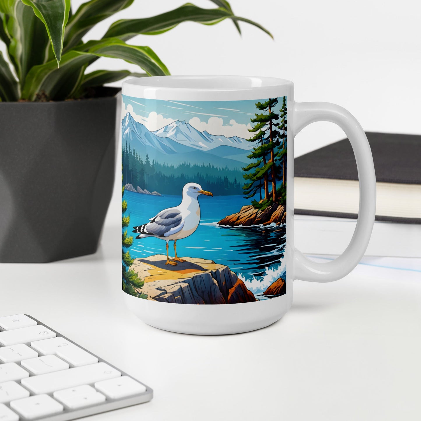 Seagull By The Bay White Glossy Mug - Mugs - Discovery Co.