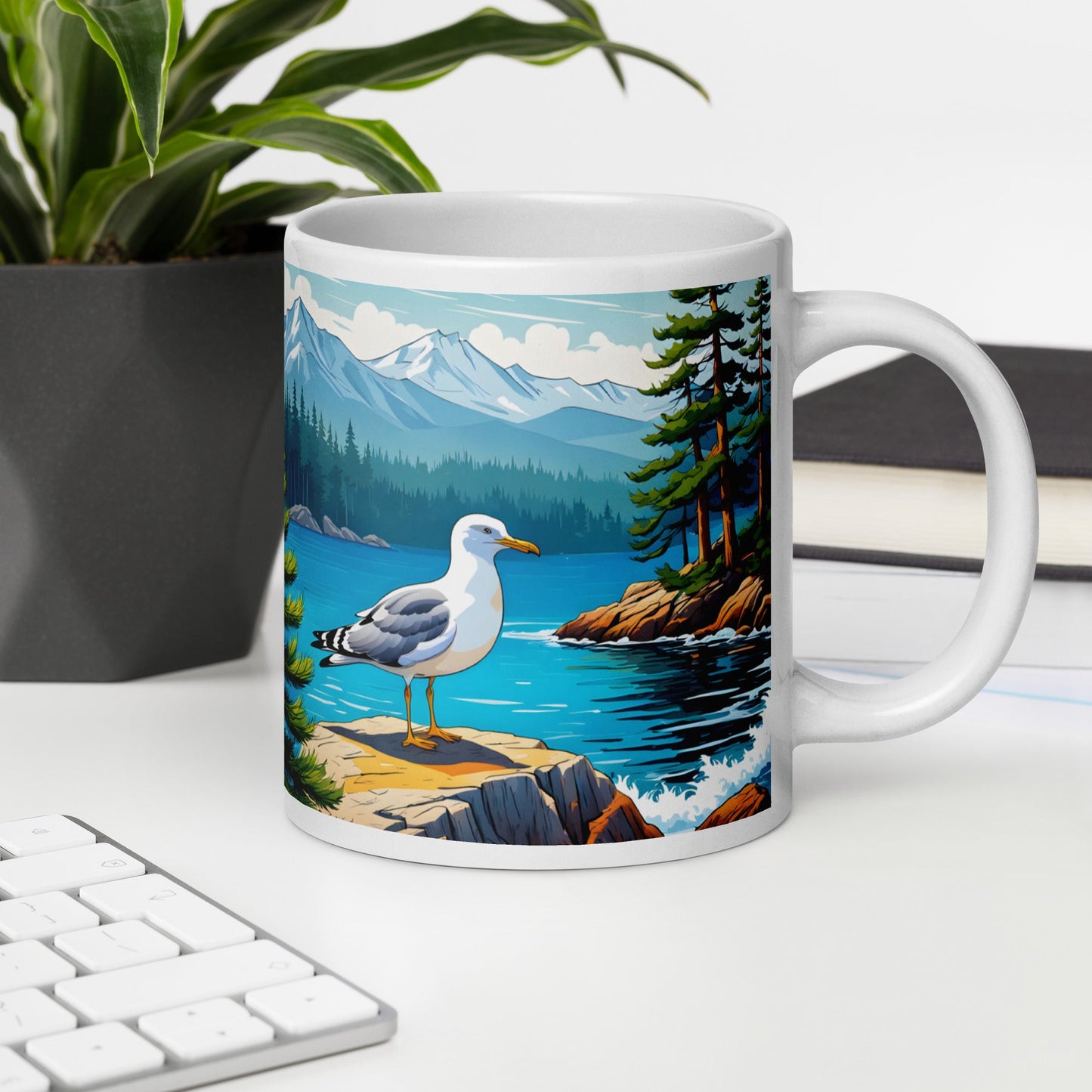 Seagull By The Bay White Glossy Mug - Mugs - Discovery Co.