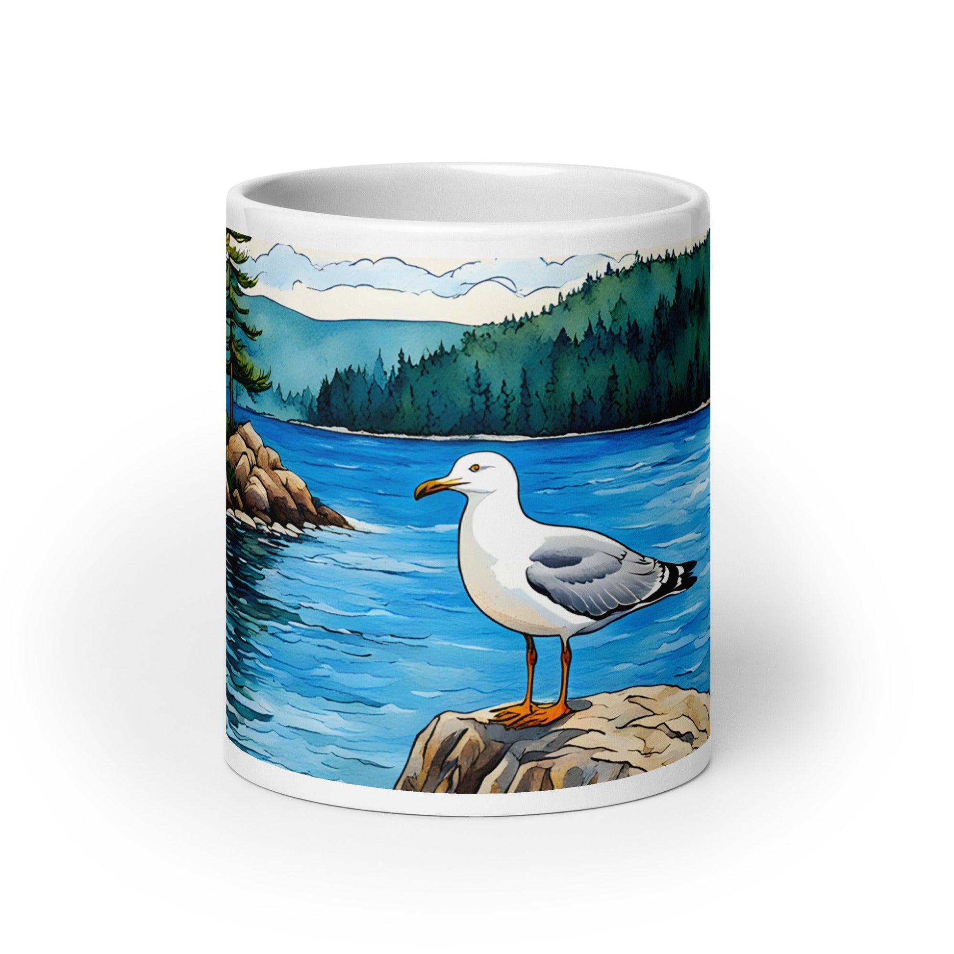 Seagull On A Rock White Glossy Mug - Mugs - Discovery Co.