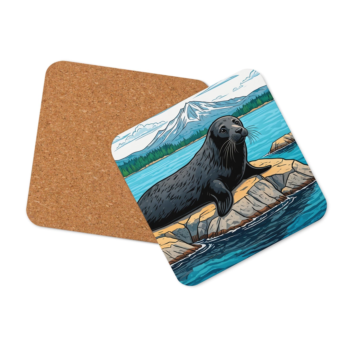 Seal On Rock Cork - back Coaster - Coasters - Discovery Co.