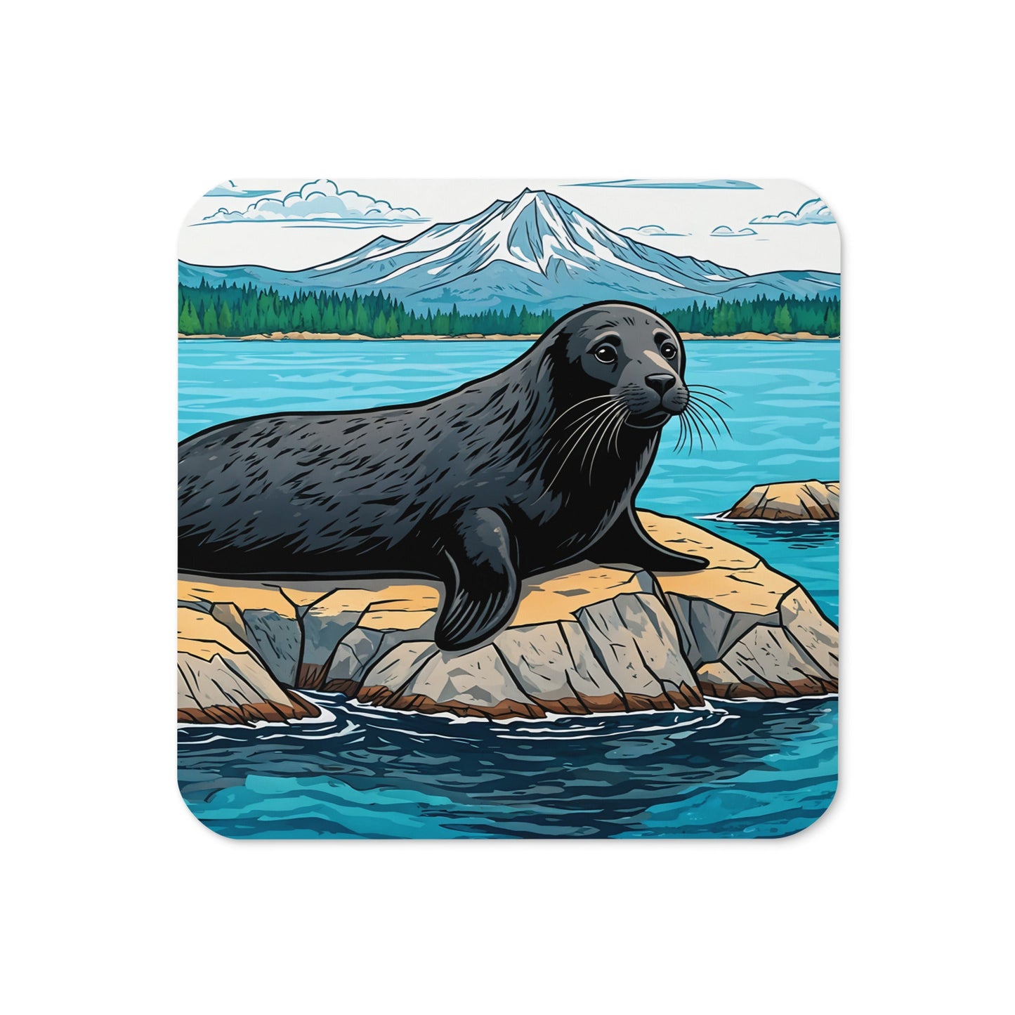 Seal On Rock Cork - back Coaster - Coasters - Discovery Co.