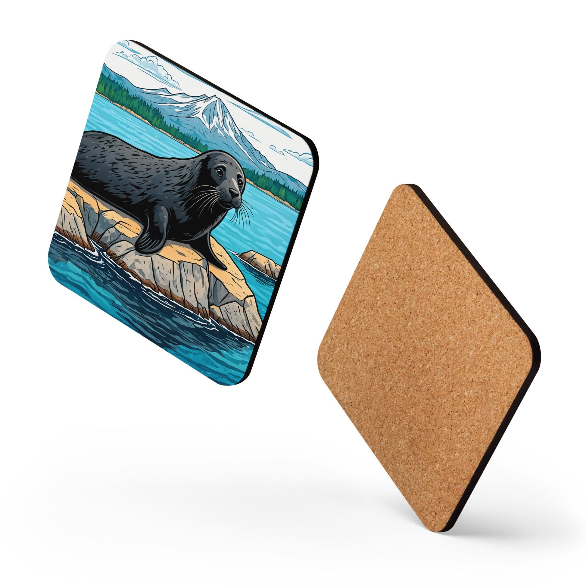 Seal On Rock Cork - back Coaster - Coasters - Discovery Co.