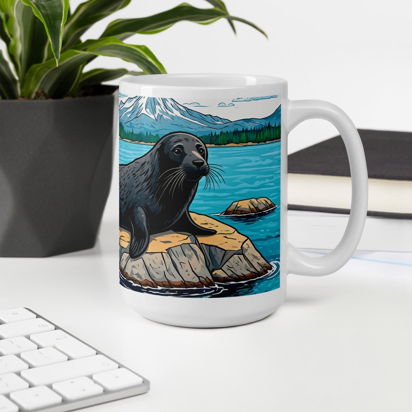 Seal On Rock White Glossy Mug - Mugs - Discovery Co.