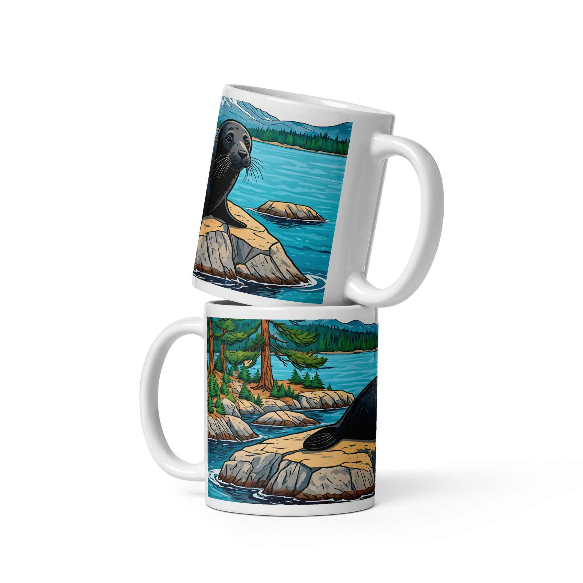 Seal On Rock White Glossy Mug - Mugs - Discovery Co.