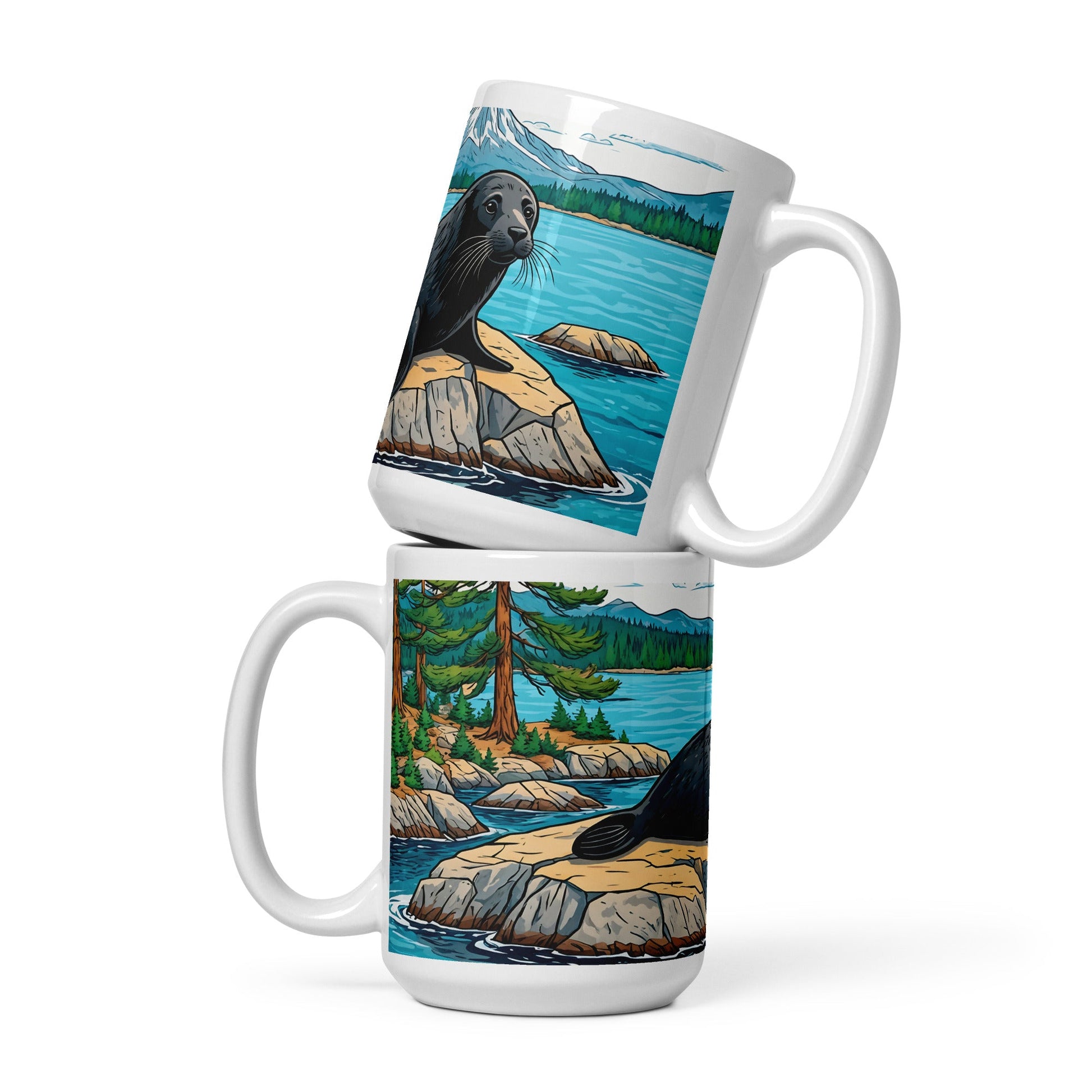 Seal On Rock White Glossy Mug - Mugs - Discovery Co.