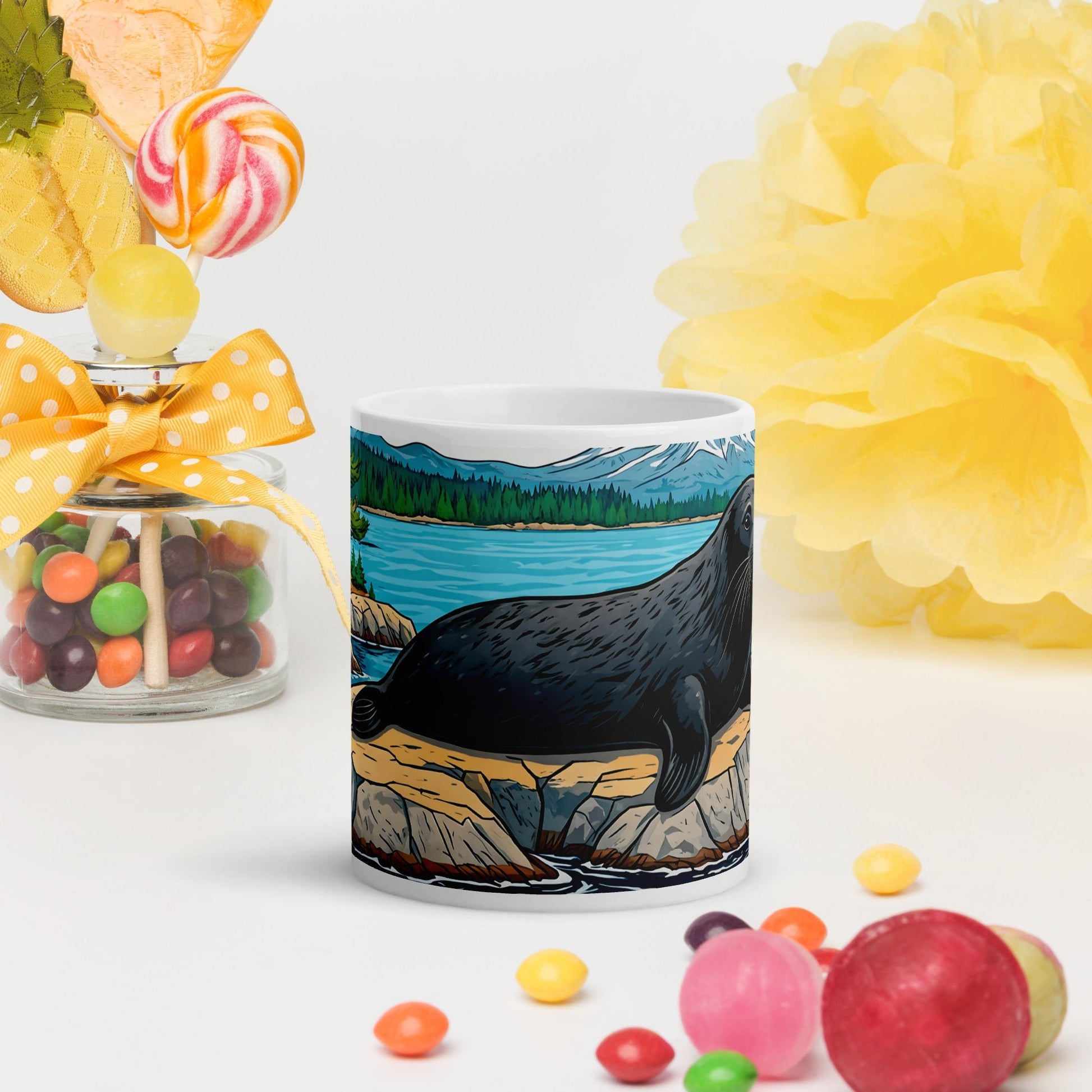 Seal On Rock White Glossy Mug - Mugs - Discovery Co.